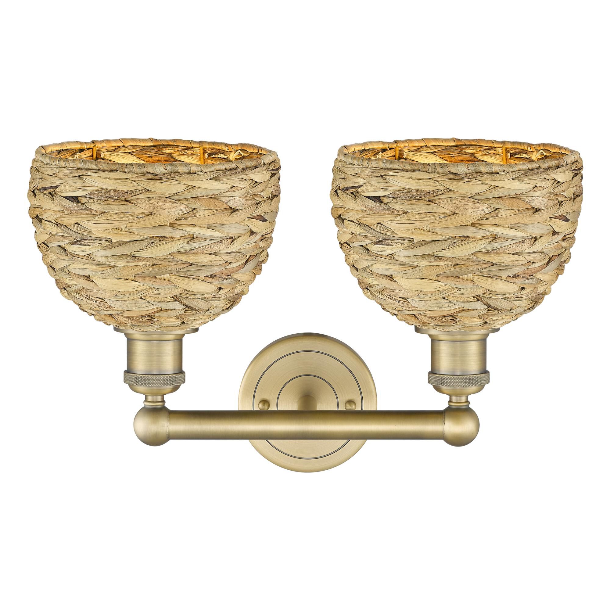 Shown in Brushed Brass finish and Natural shade
