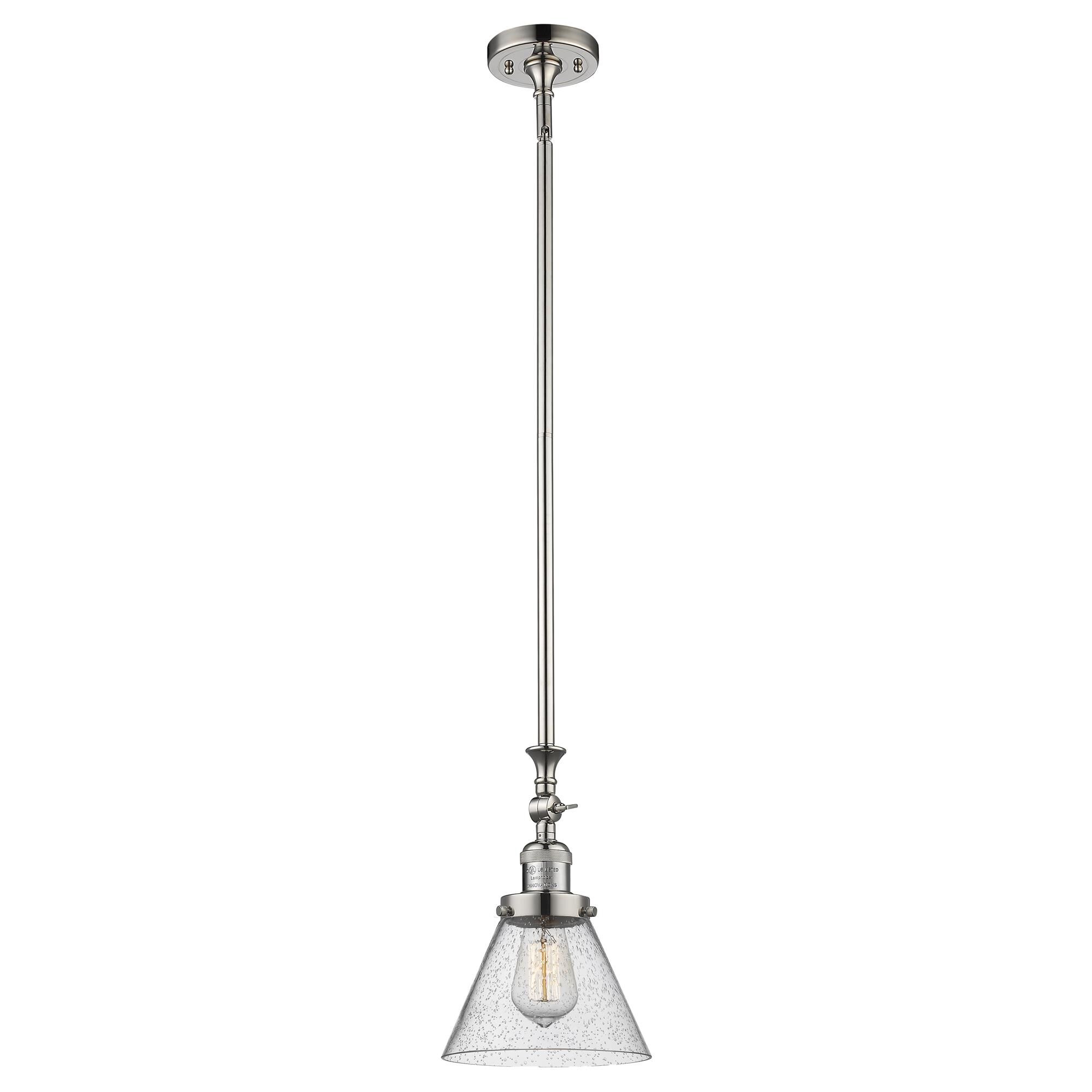 Shown in Polished Nickel finish and Seedy glass