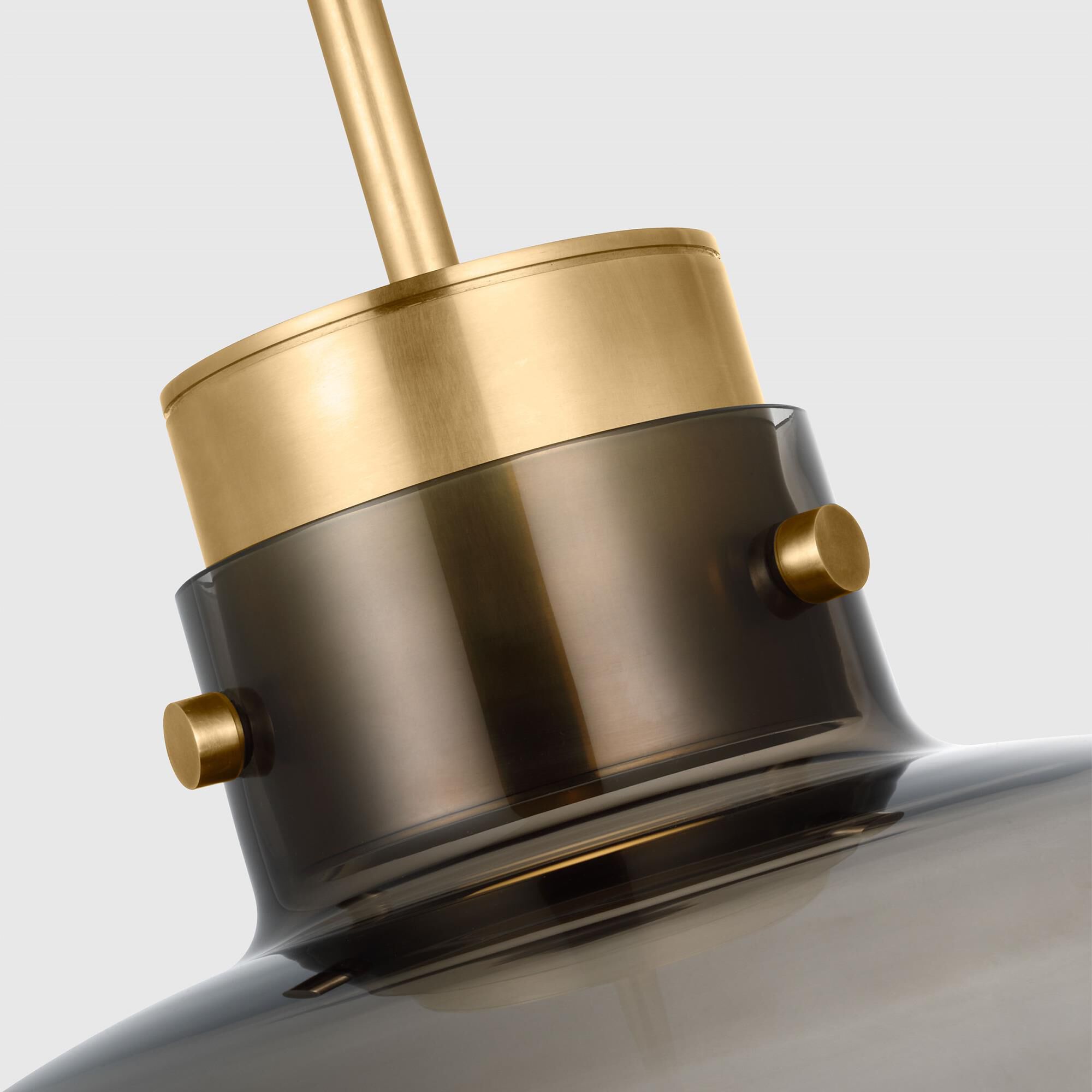 Shown in Hand-Rubbed Antique Brass finish and Smoke glass