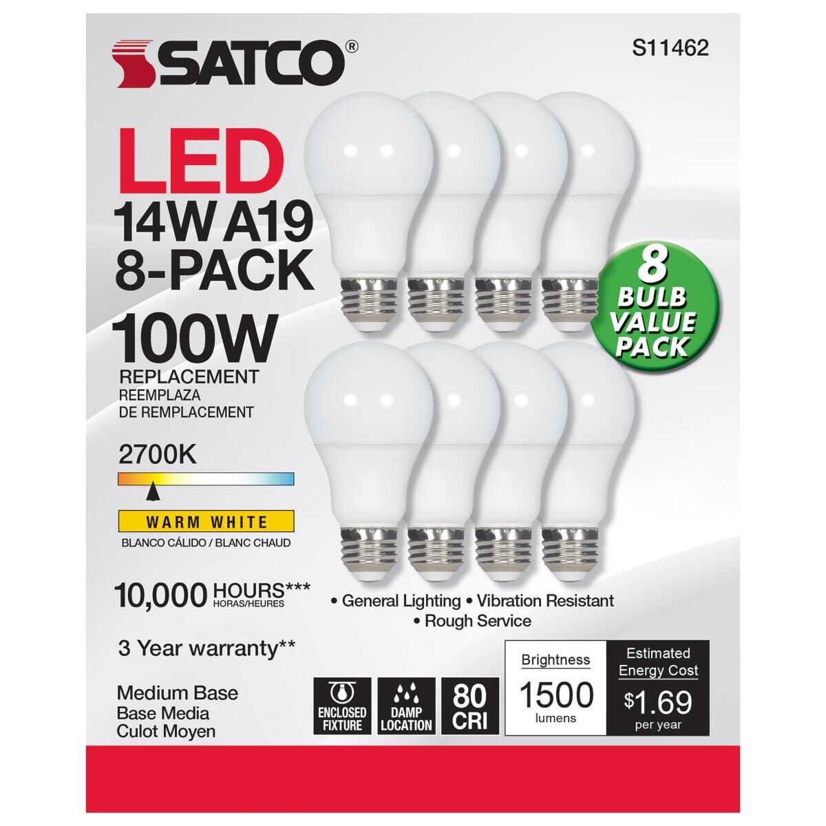 14 Watt 2700K A19 LED Light Bulb by Satco