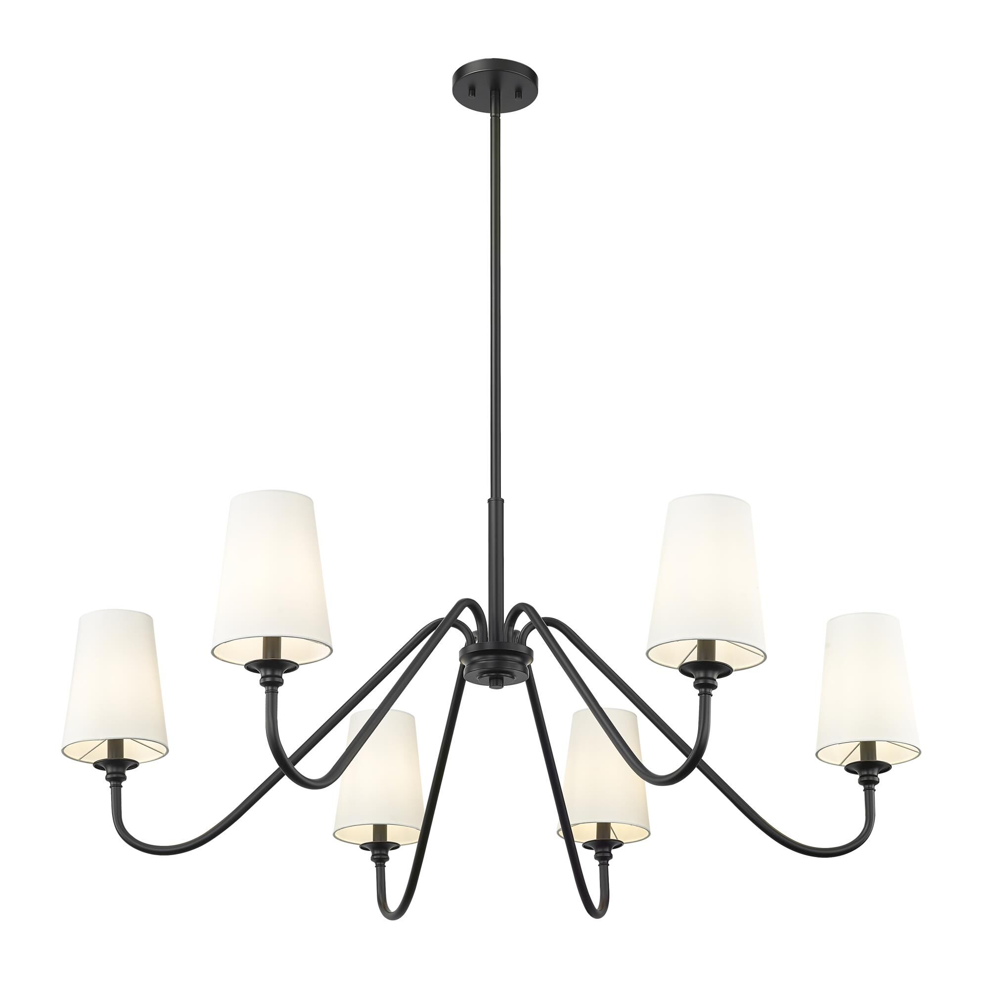 Shown in Matte Black finish and White glass and White shade