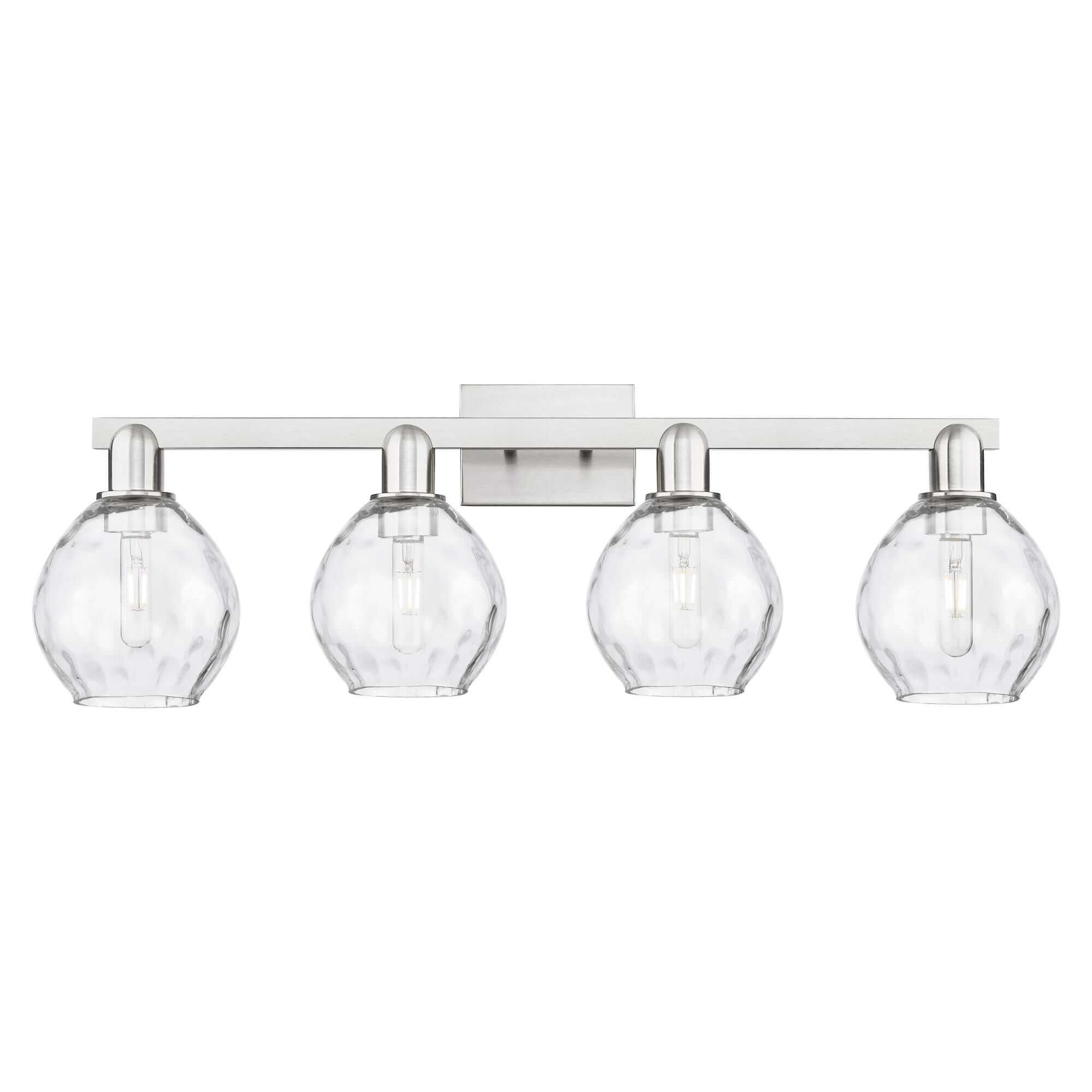 Shown in Brushed Satin Nickel finish and Clear glass