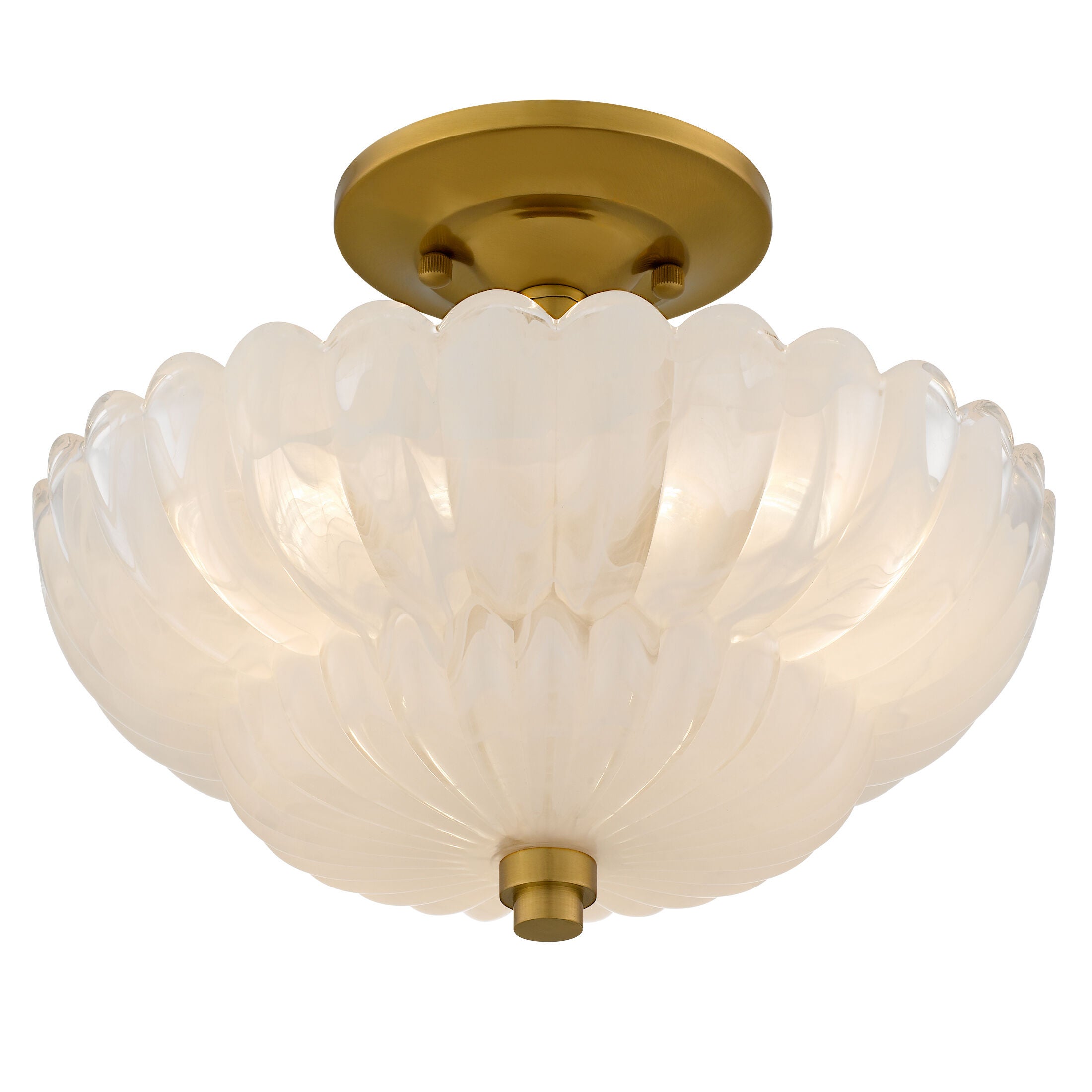 Shown in Brushed Gold finish and Alabaster Glass shade