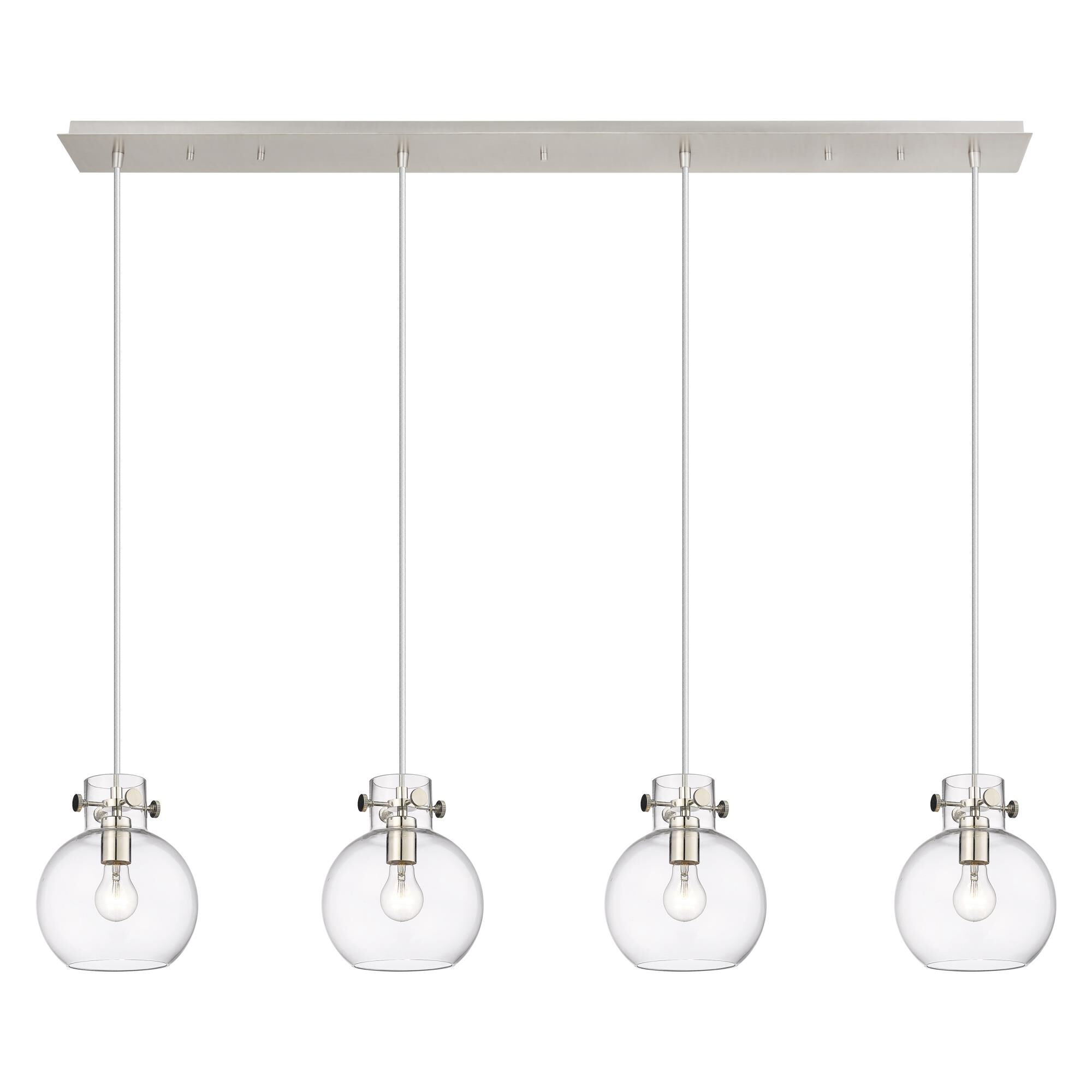 Shown in Polished Nickel finish and Clear glass and Clear Glass shade