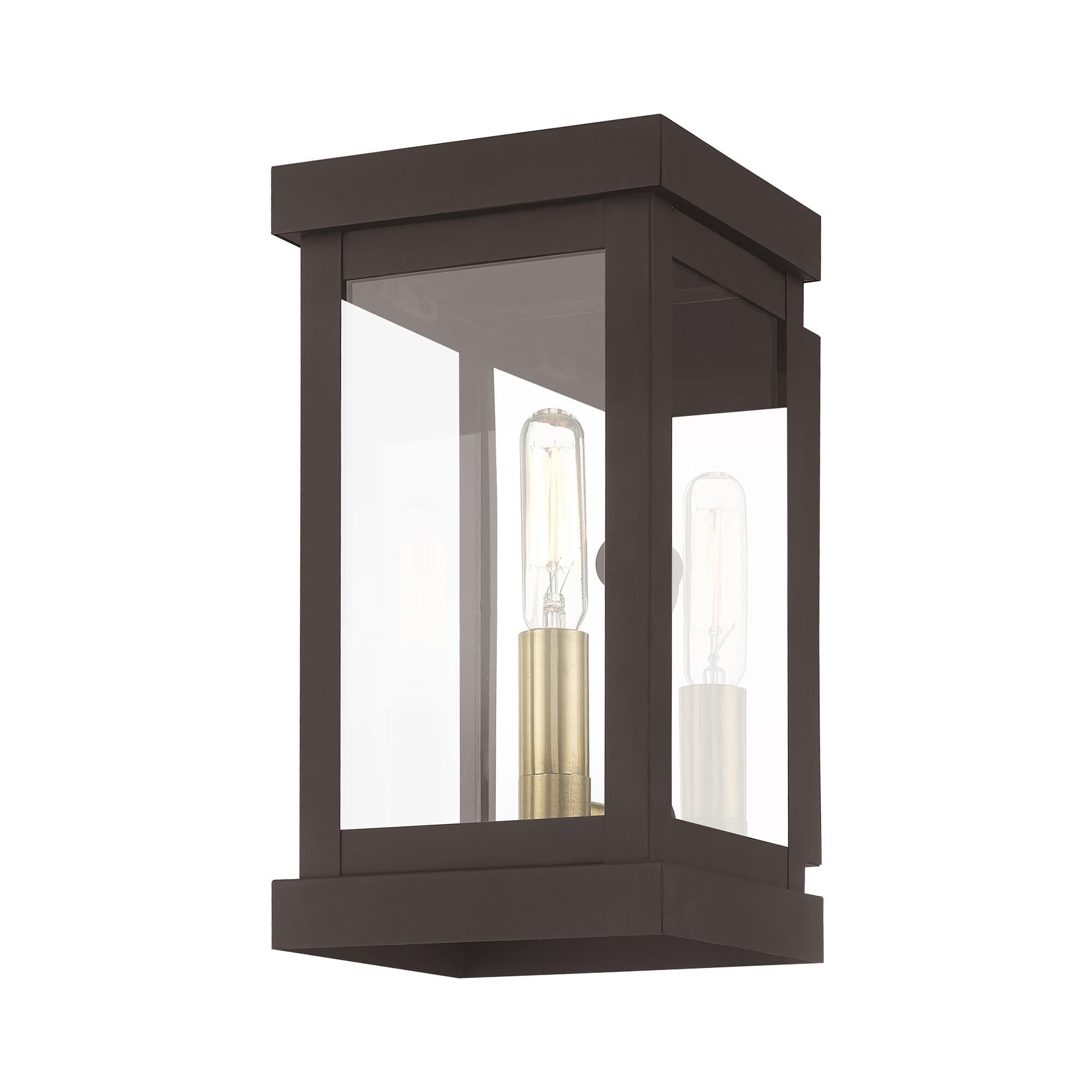 Shown in Bronze finish and Clear glass