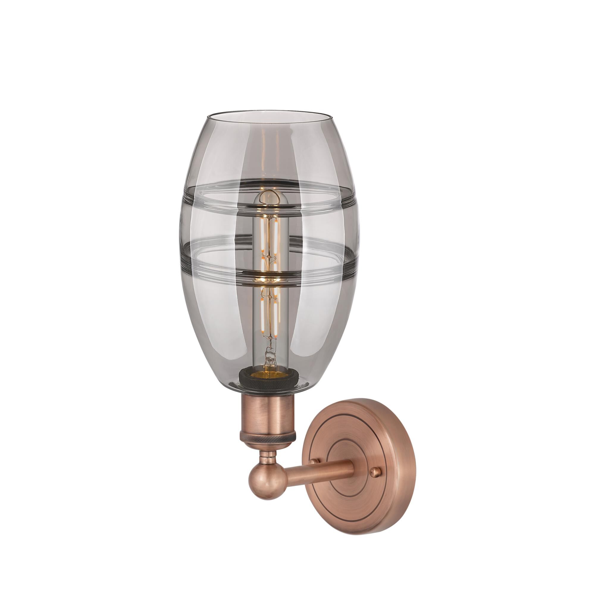 Shown in Antique Copper finish and Light Smoke glass