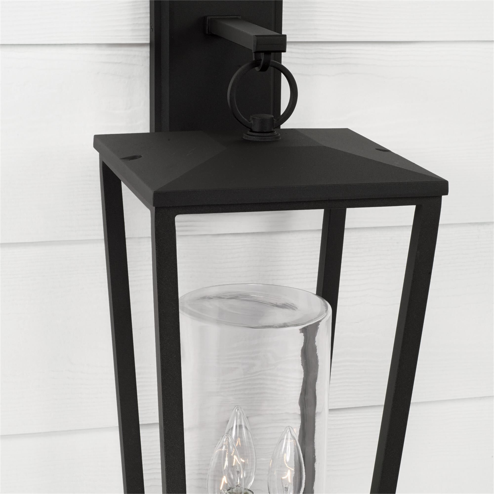Shown in Black finish and Clear glass