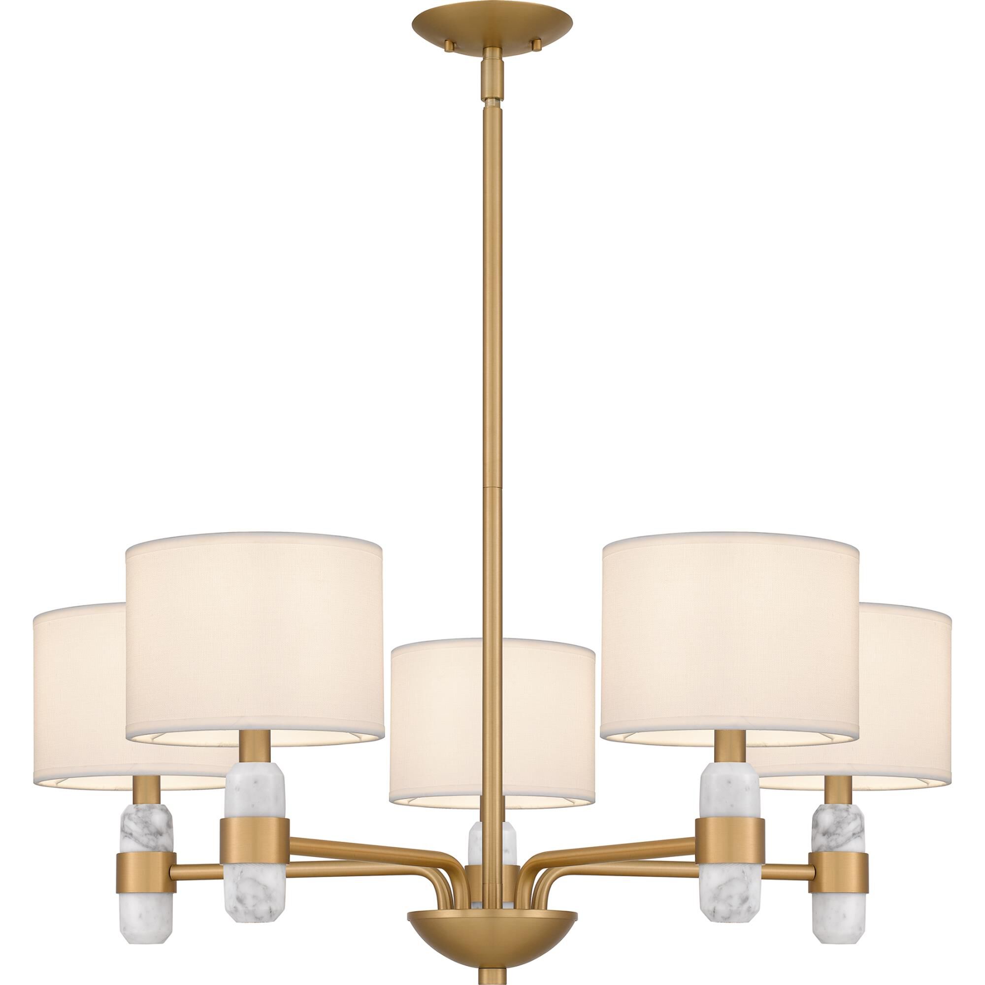 Shown in Brushed Weathered Brass finish and Egg Shell Fabric shade