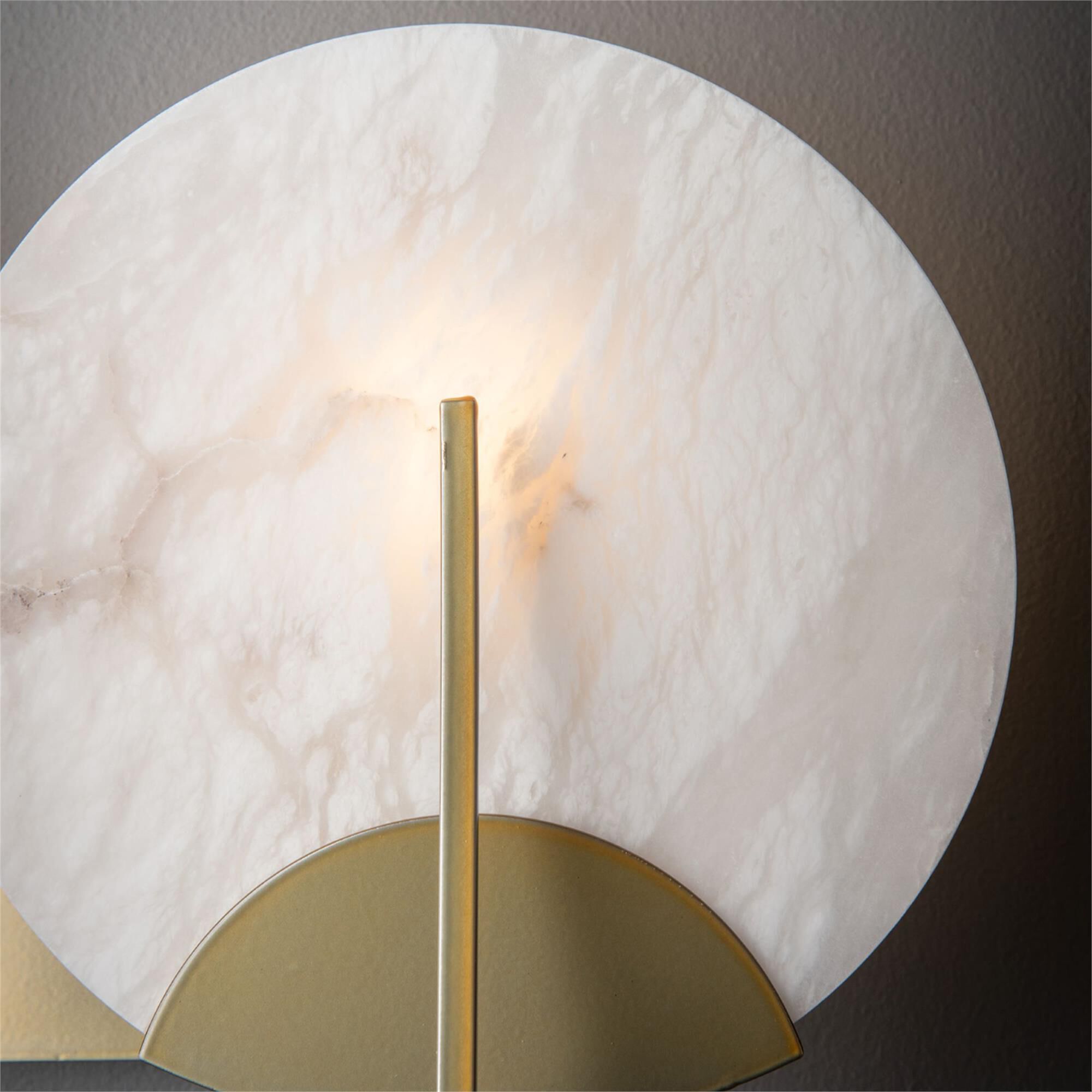 Shown in Modern Brass finish and Alabaster shade
