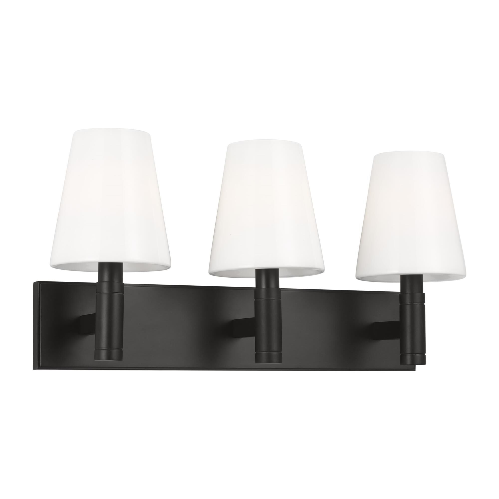 Shown in Aged Iron finish and Milk glass