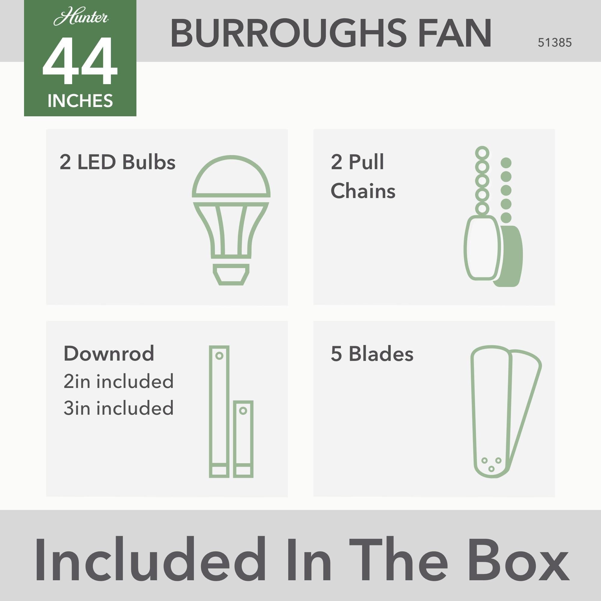 Burroughs 44 Inch Ceiling Fan with Light Kit by Hunter Fan