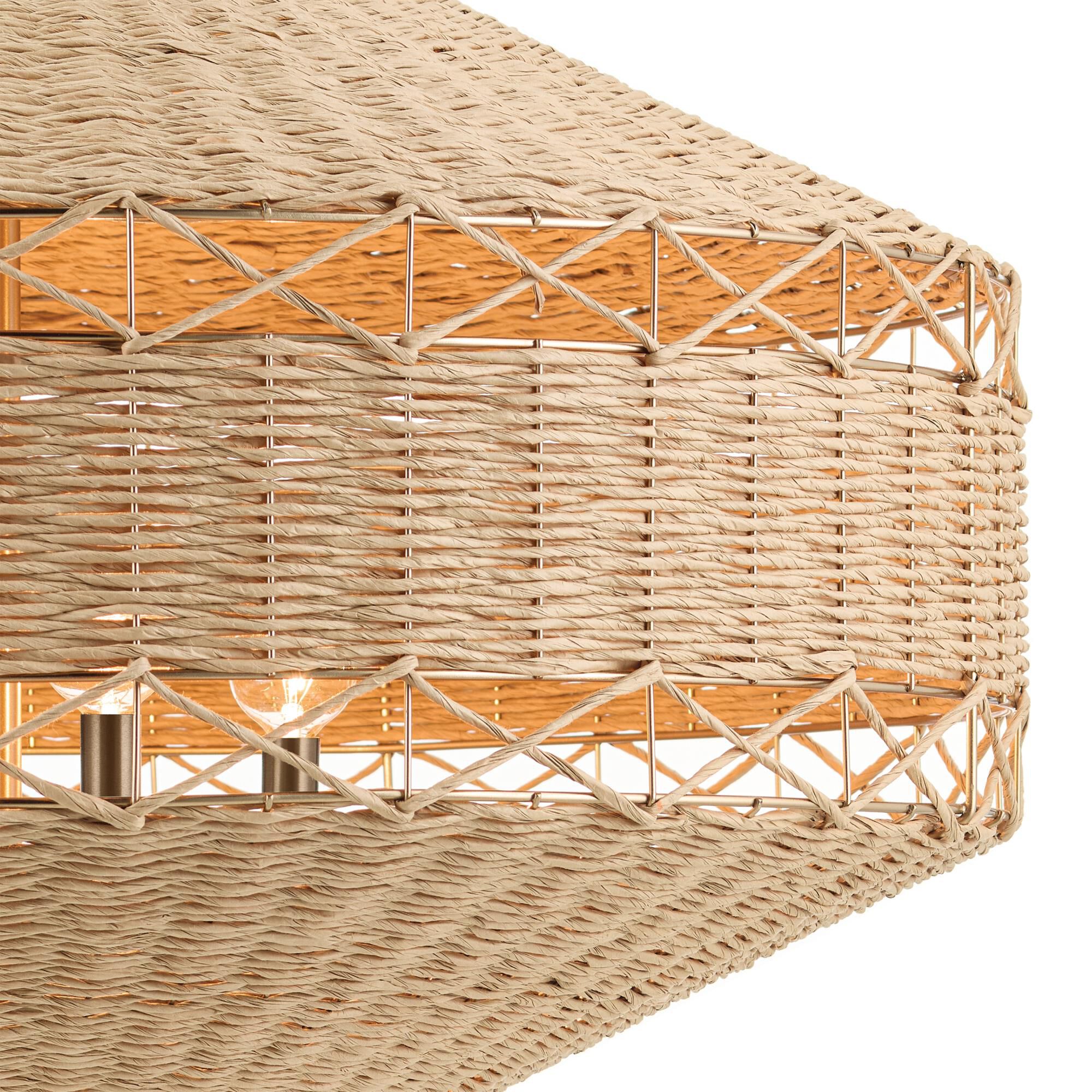 Shown in Champagne Bronze finish and Natural Fibers Textured shade