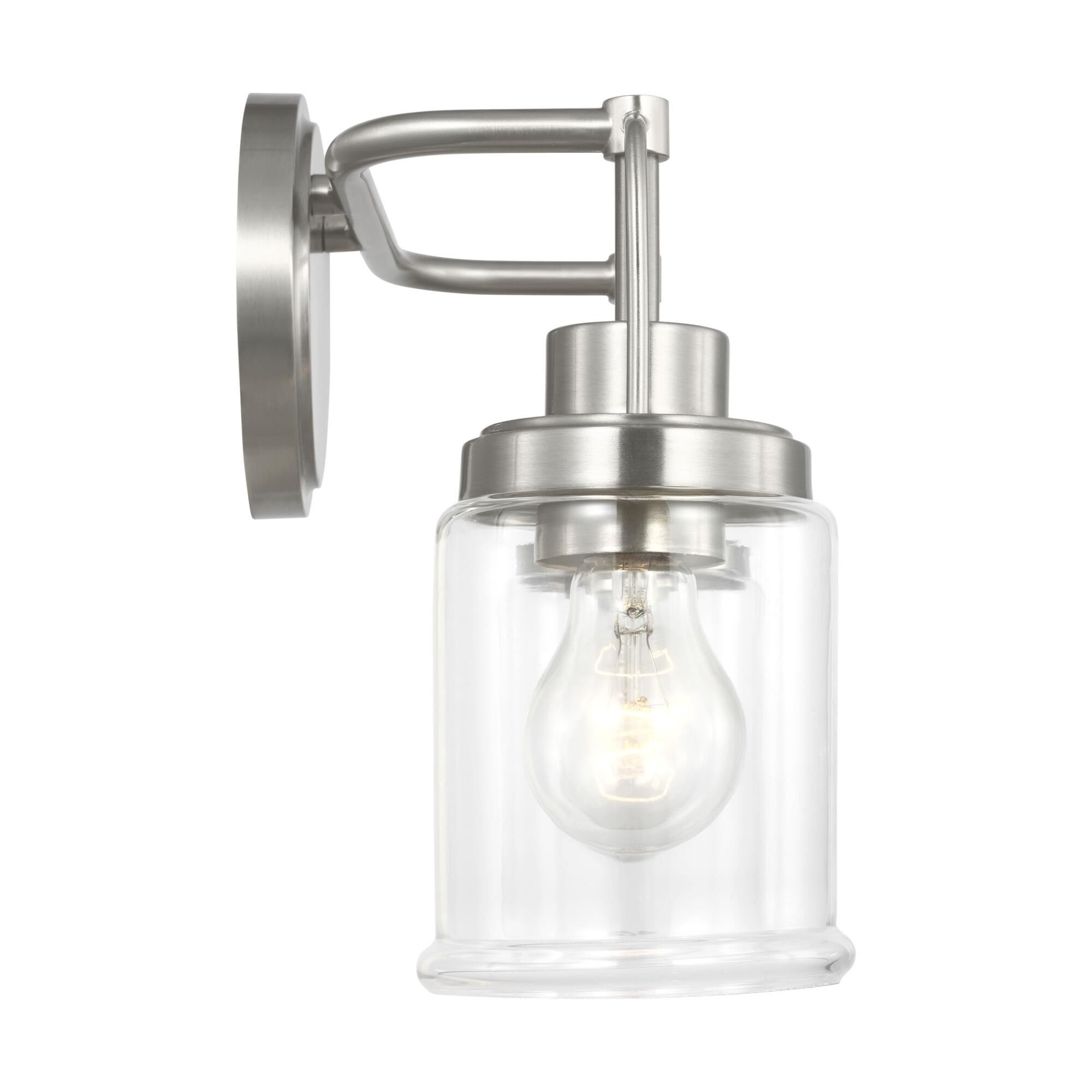 Shown in Brushed Nickel finish and Clear glass