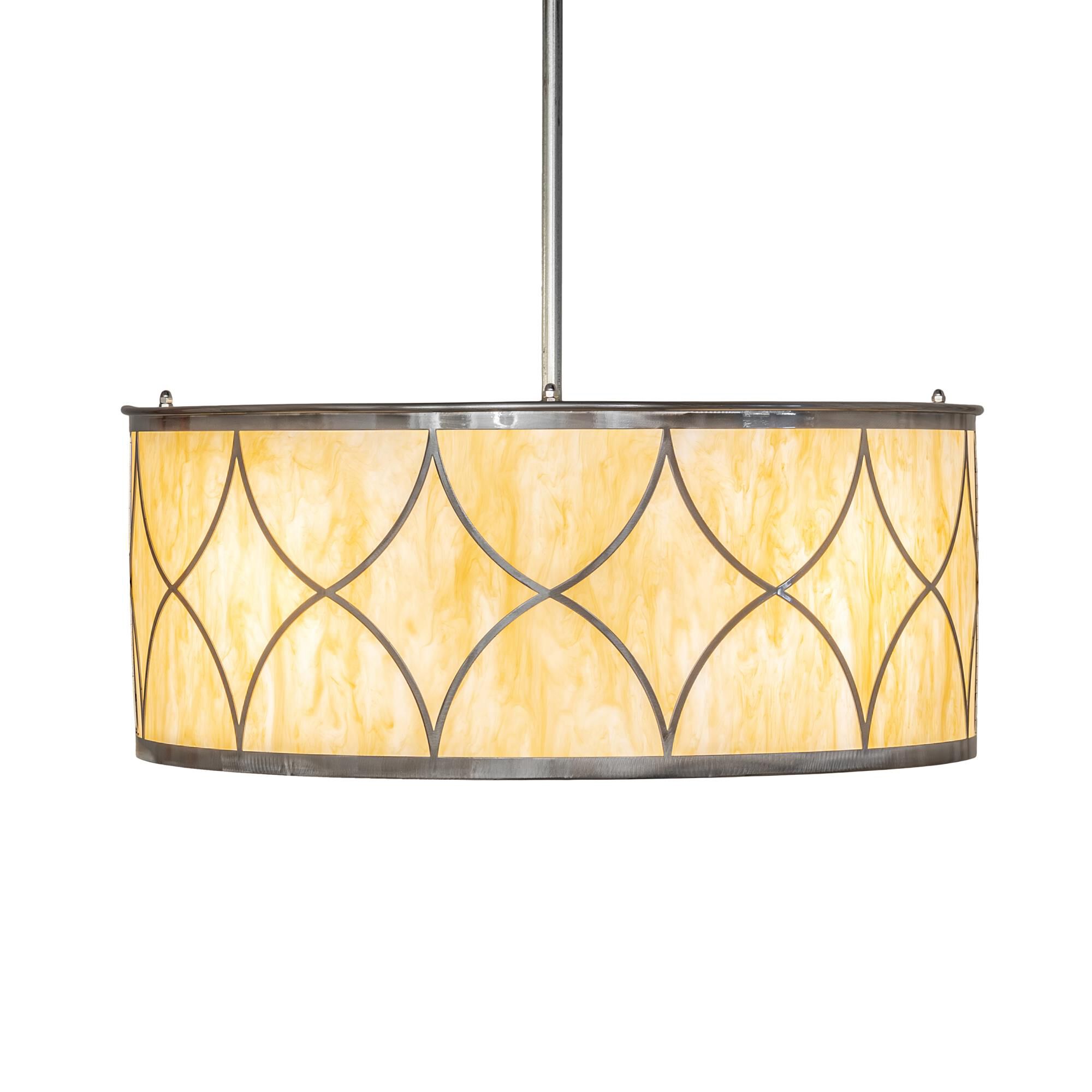 Shown in Steel Finish finish and Beige glass