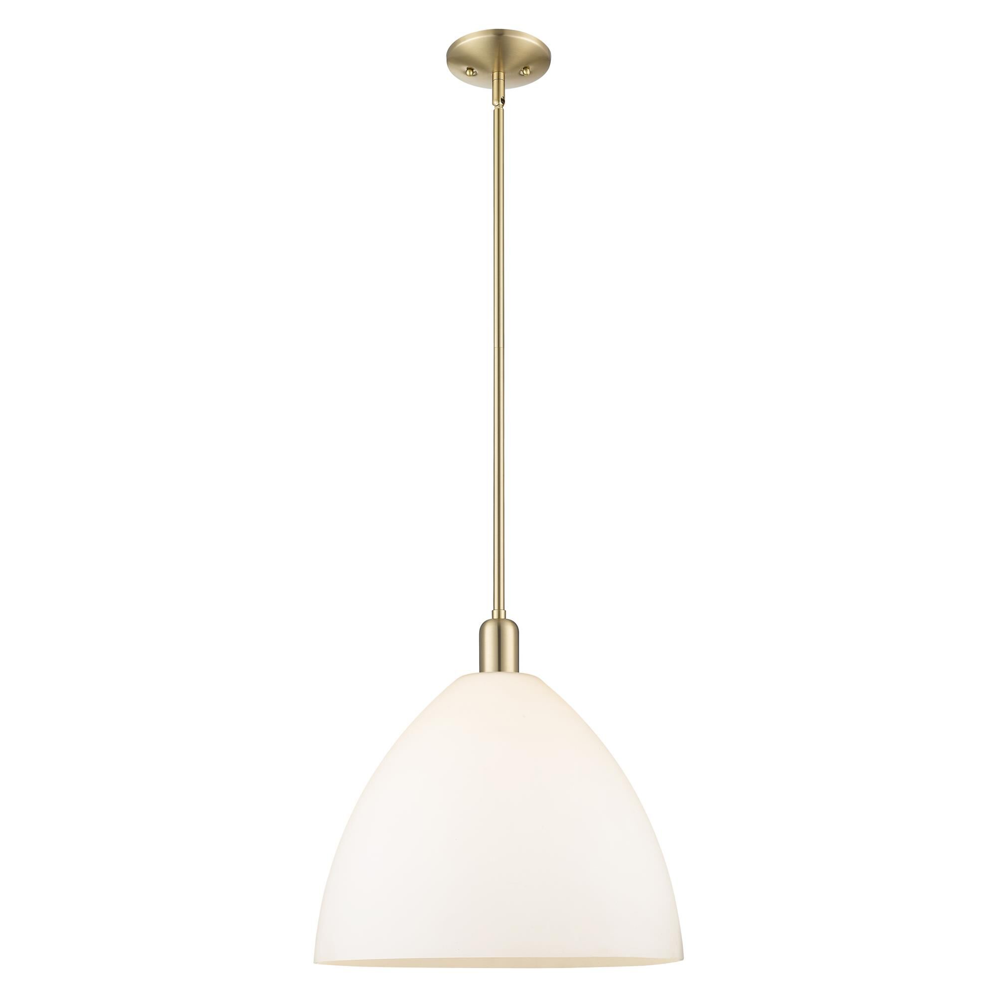 Shown in Champagne Bronze finish and Matte White glass