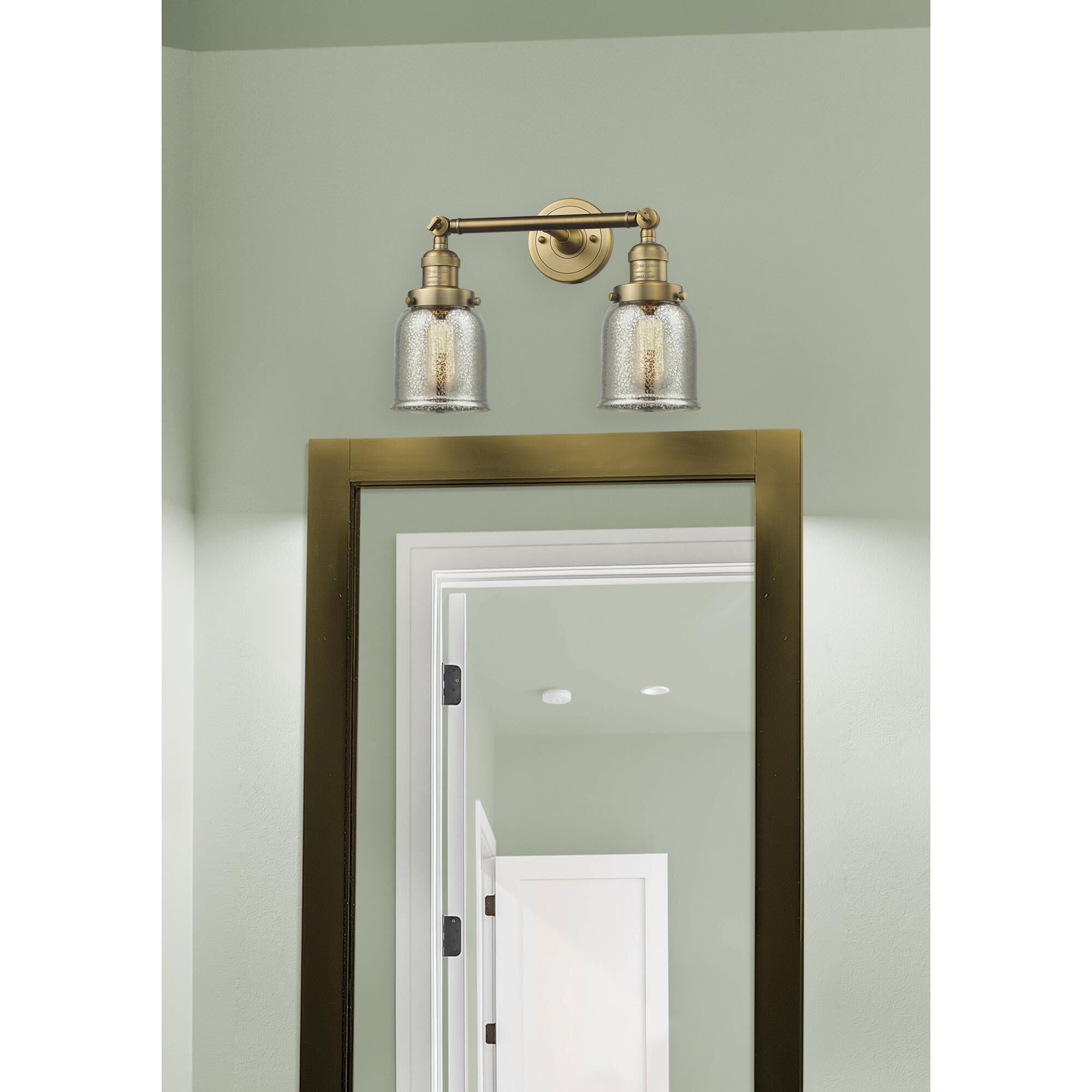 Shown in Brushed Brass finish and Silver Mercury glass