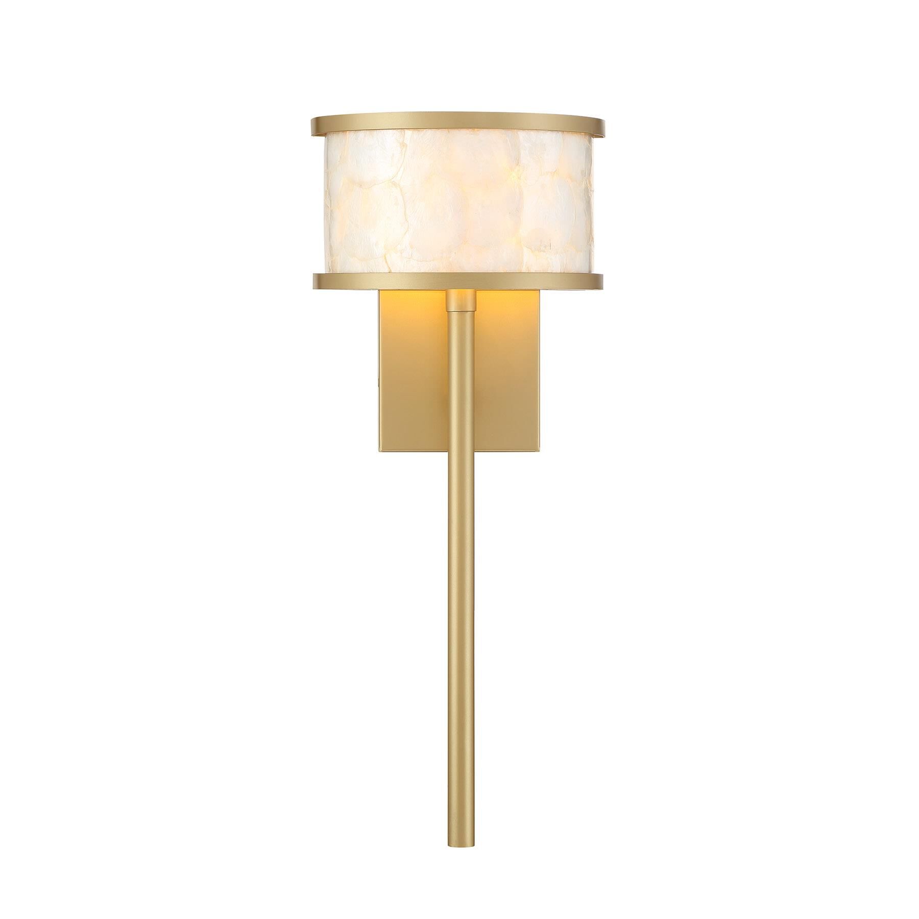 Shown in Spun Gold finish and Natural Shell glass