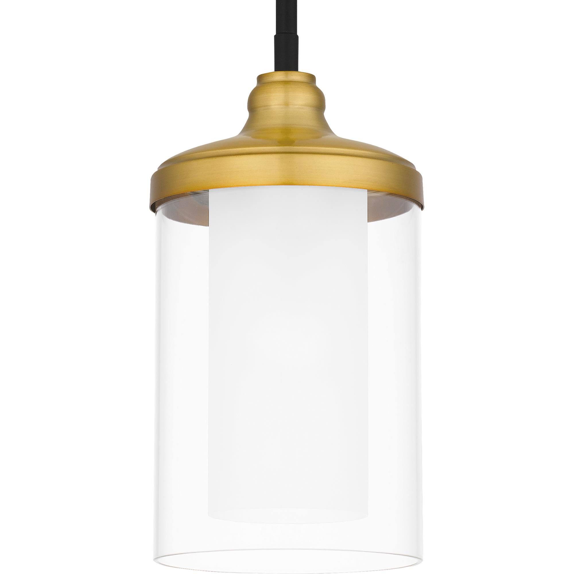 Shown in Matte Black finish and Clear Glass With Sandblasted Glass Inside shade