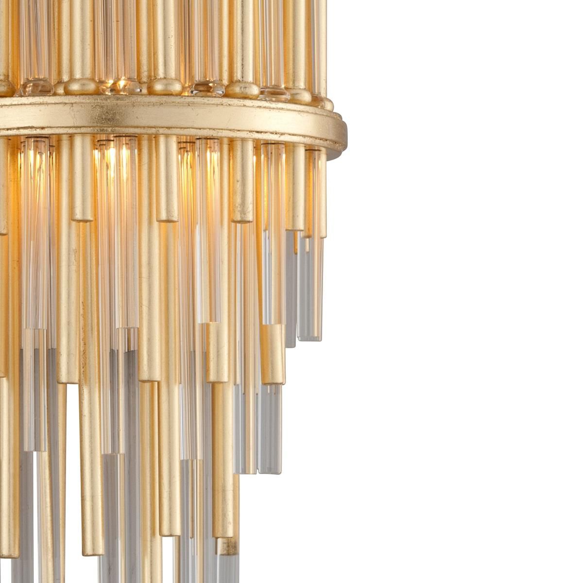 Shown in Gold Leaf With Polished Stainless Accents finish and Clear glass