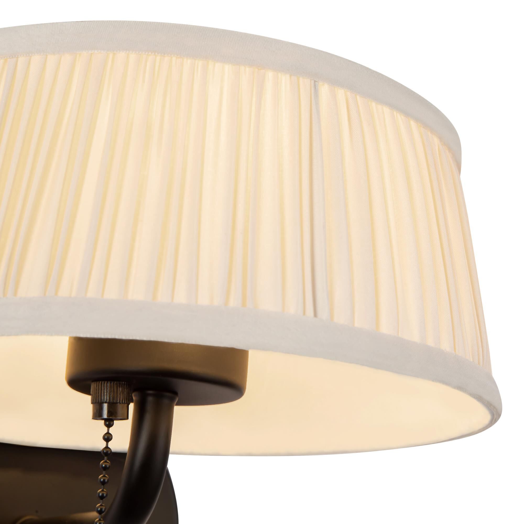Shown in Matte Black finish and White Linen shade
