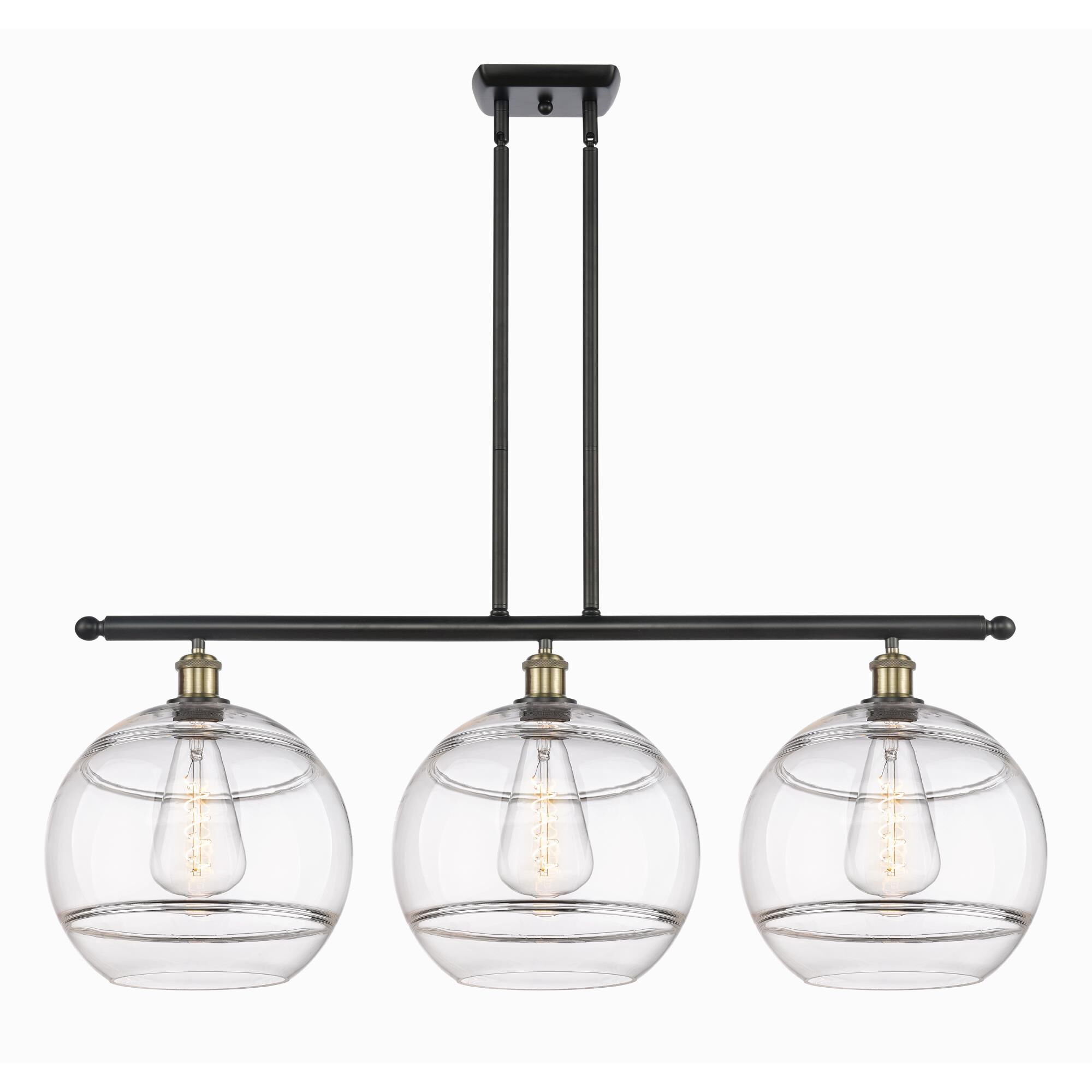 Shown in Black Antique Brass finish and Clear glass