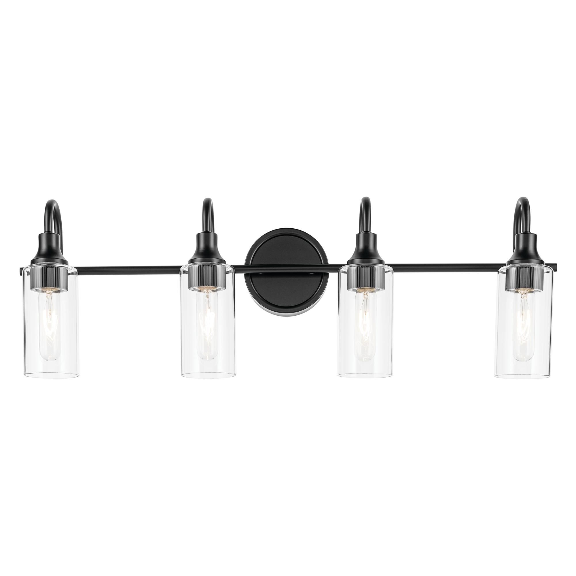 Shown in Black finish and Clear glass