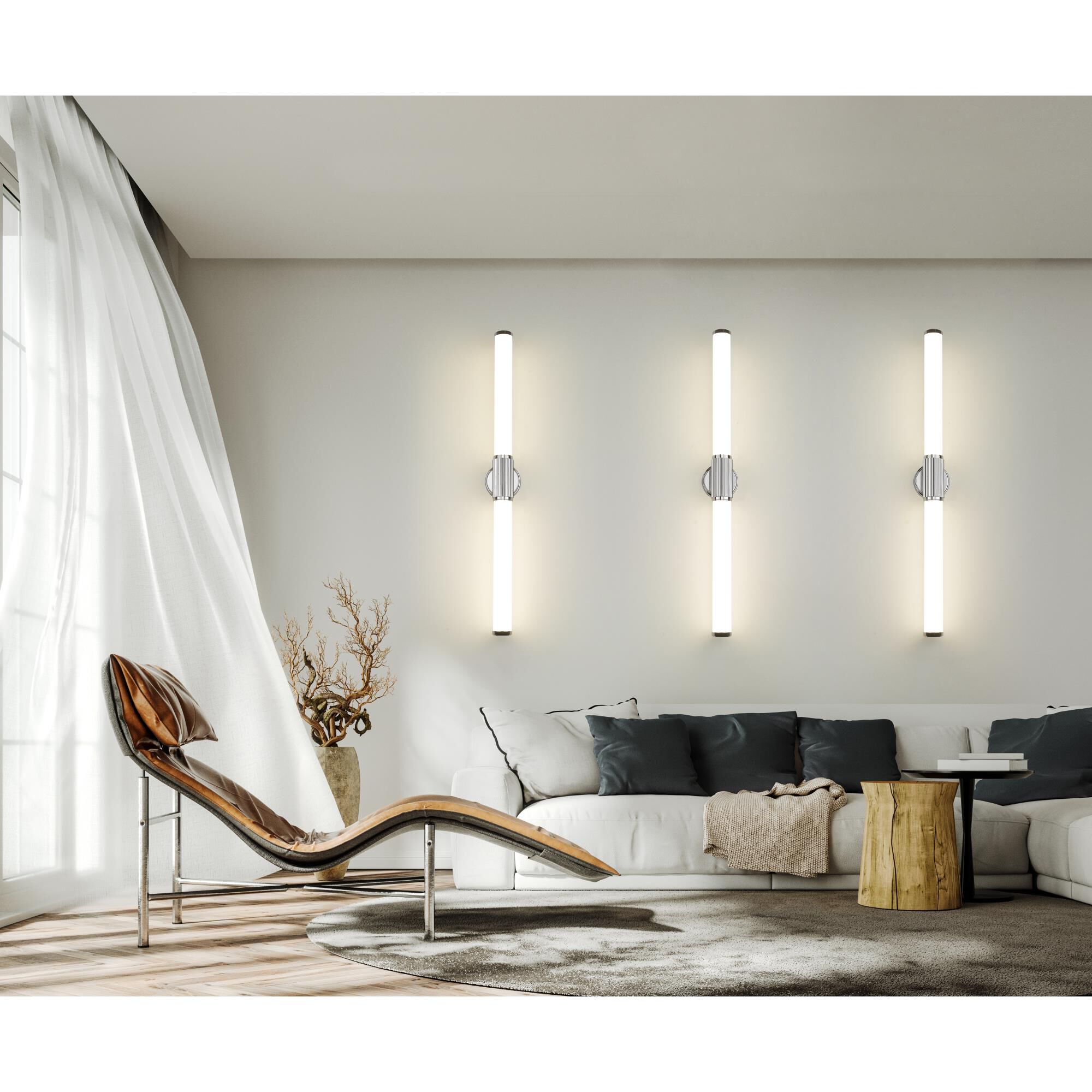 Shown in Chrome finish and Opal White glass and Opal White shade