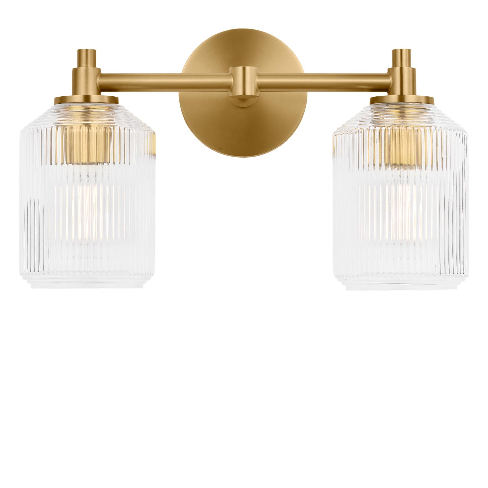 Shown in Burnished Brass finish and Clear Ribbed glass