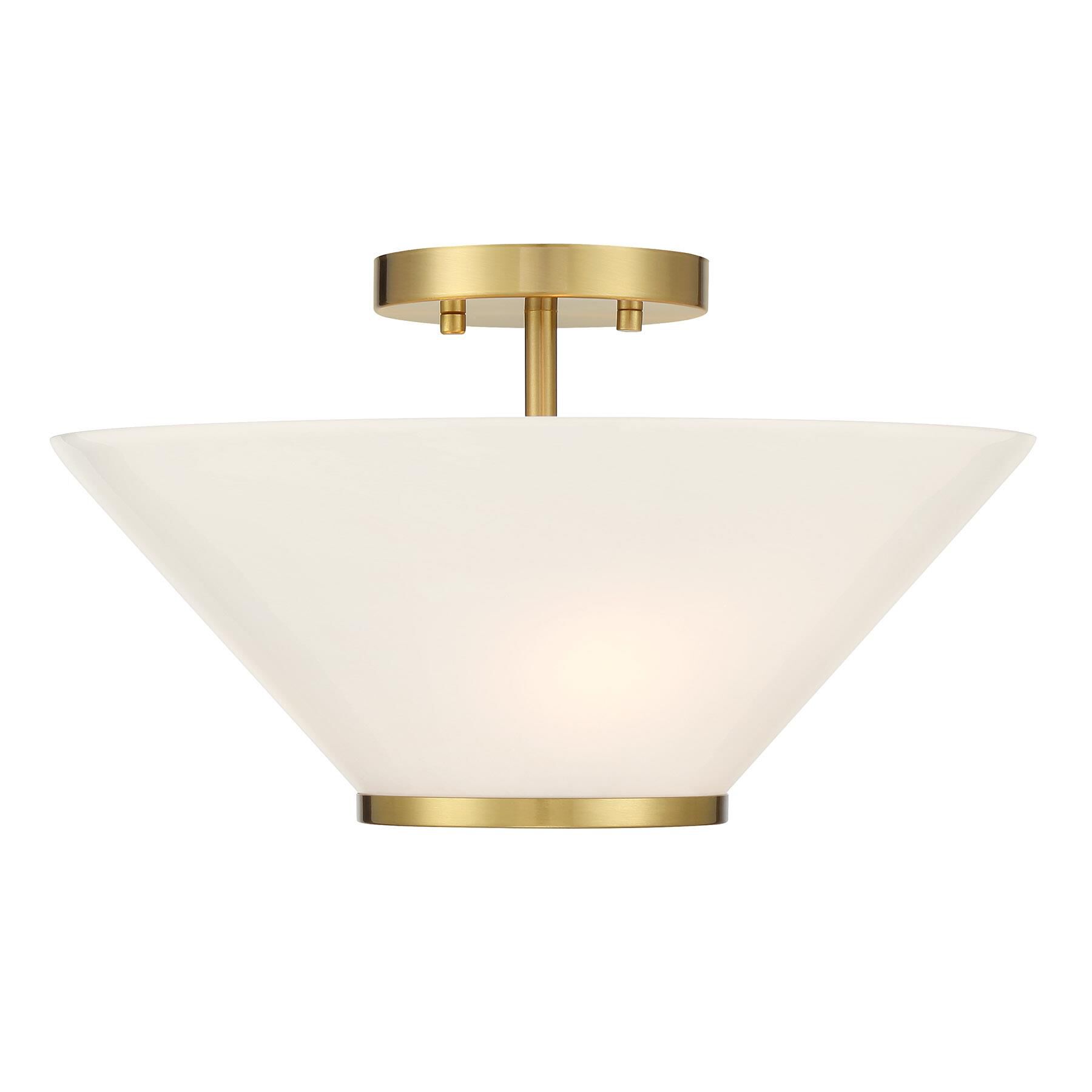 Shown in Warm Brass finish and Strie shade