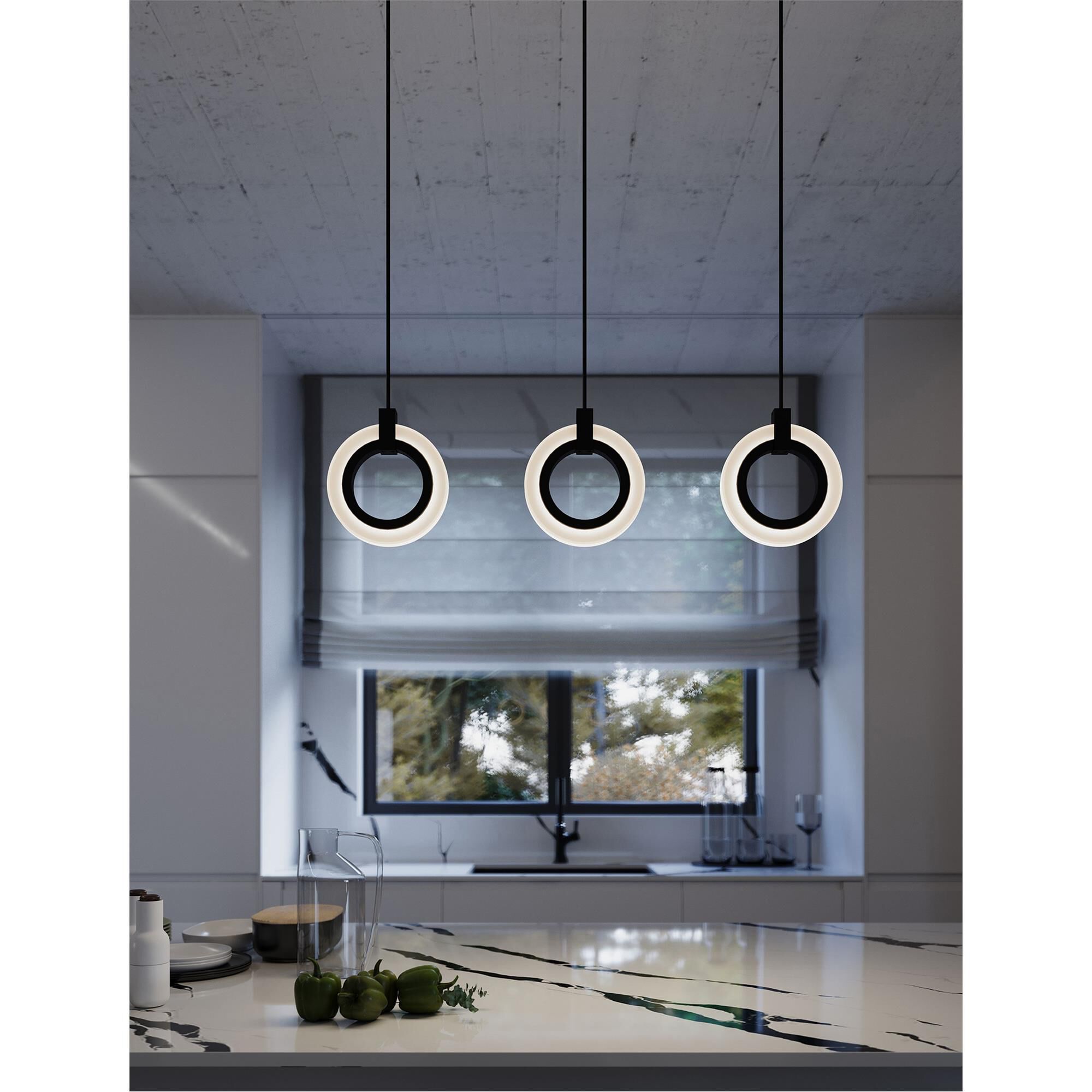 Shown in Black finish and Frosted glass