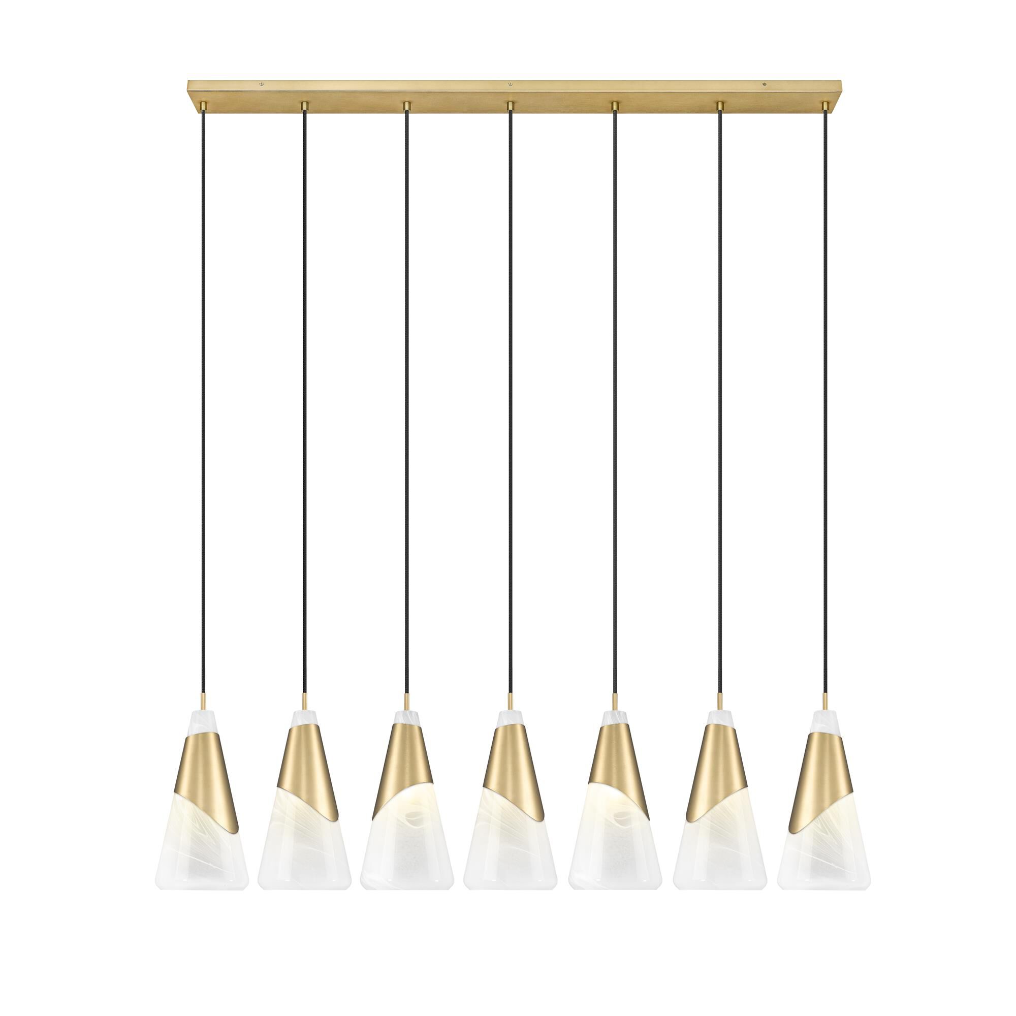 Shown in Modern Gold finish and White Swirl glass and White Swirl shade