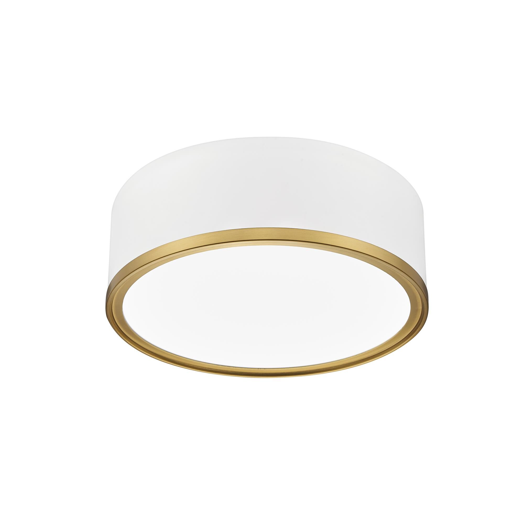 Shown in Matte White + Modern Gold finish and Frosted glass and Frosted shade