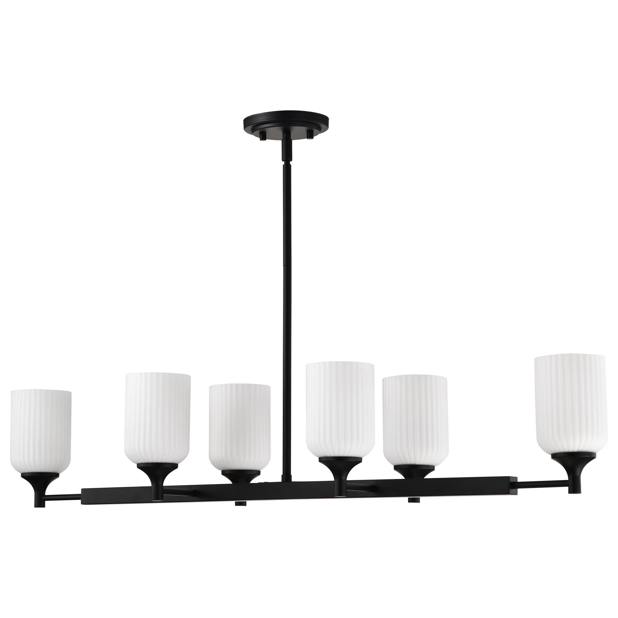 Shown in Matte Black finish and Frosted Ribbed glass