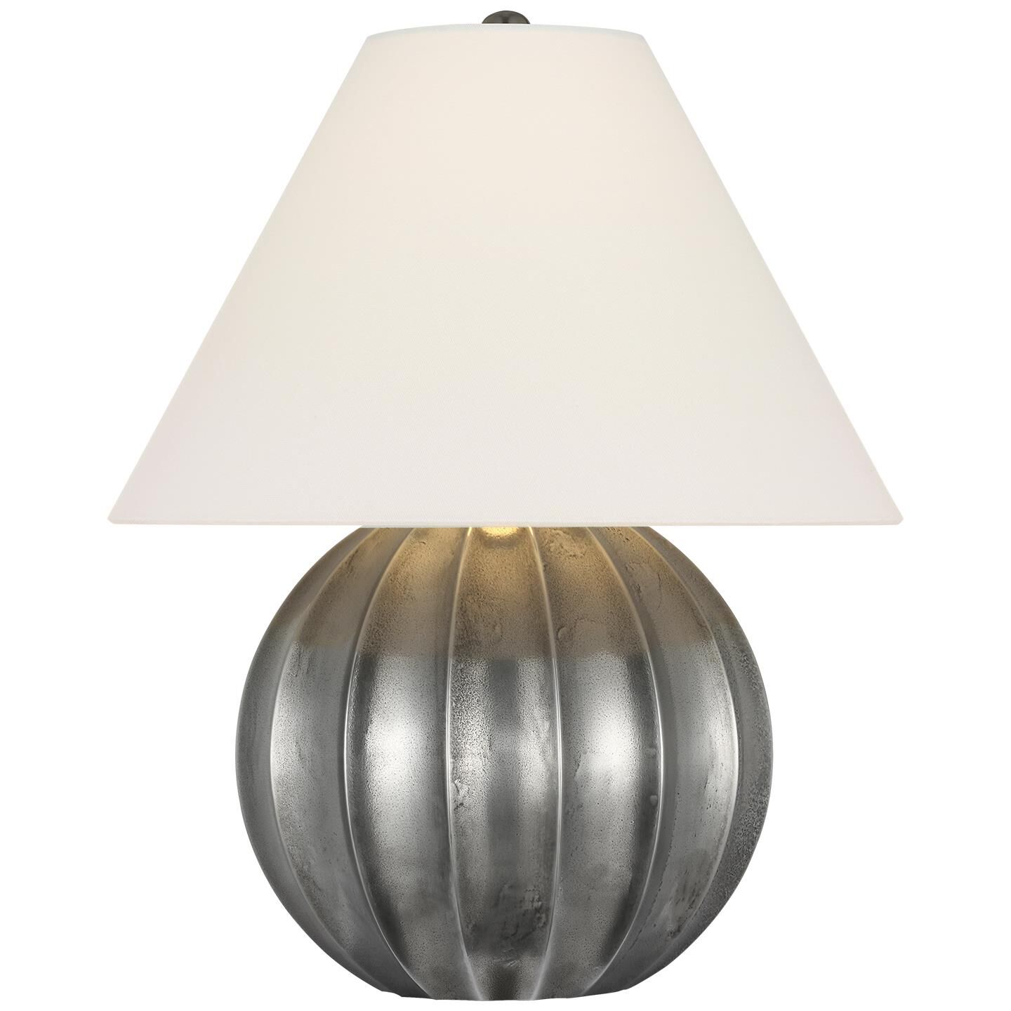 Shown in Museum Pewter finish and Linen shade
