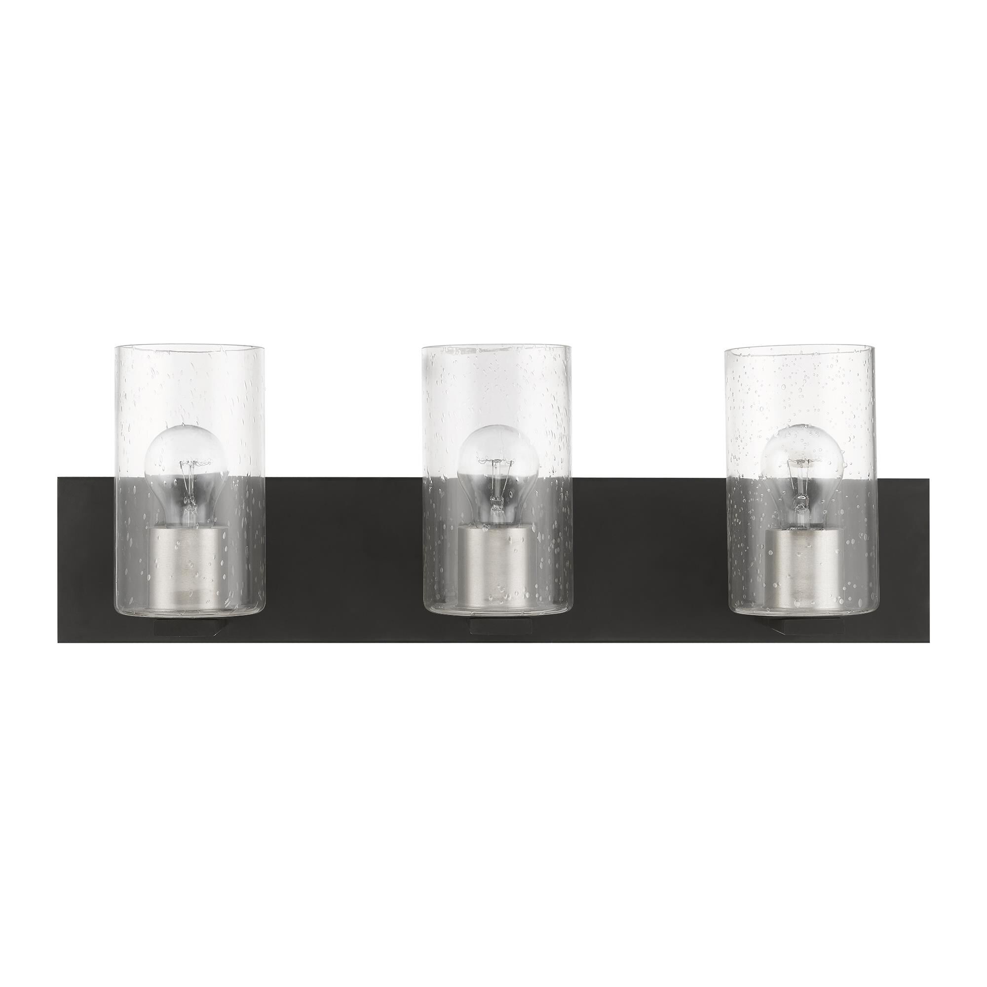 Shown in Black with Brushed Nickel Accents finish and Clear Seeded glass