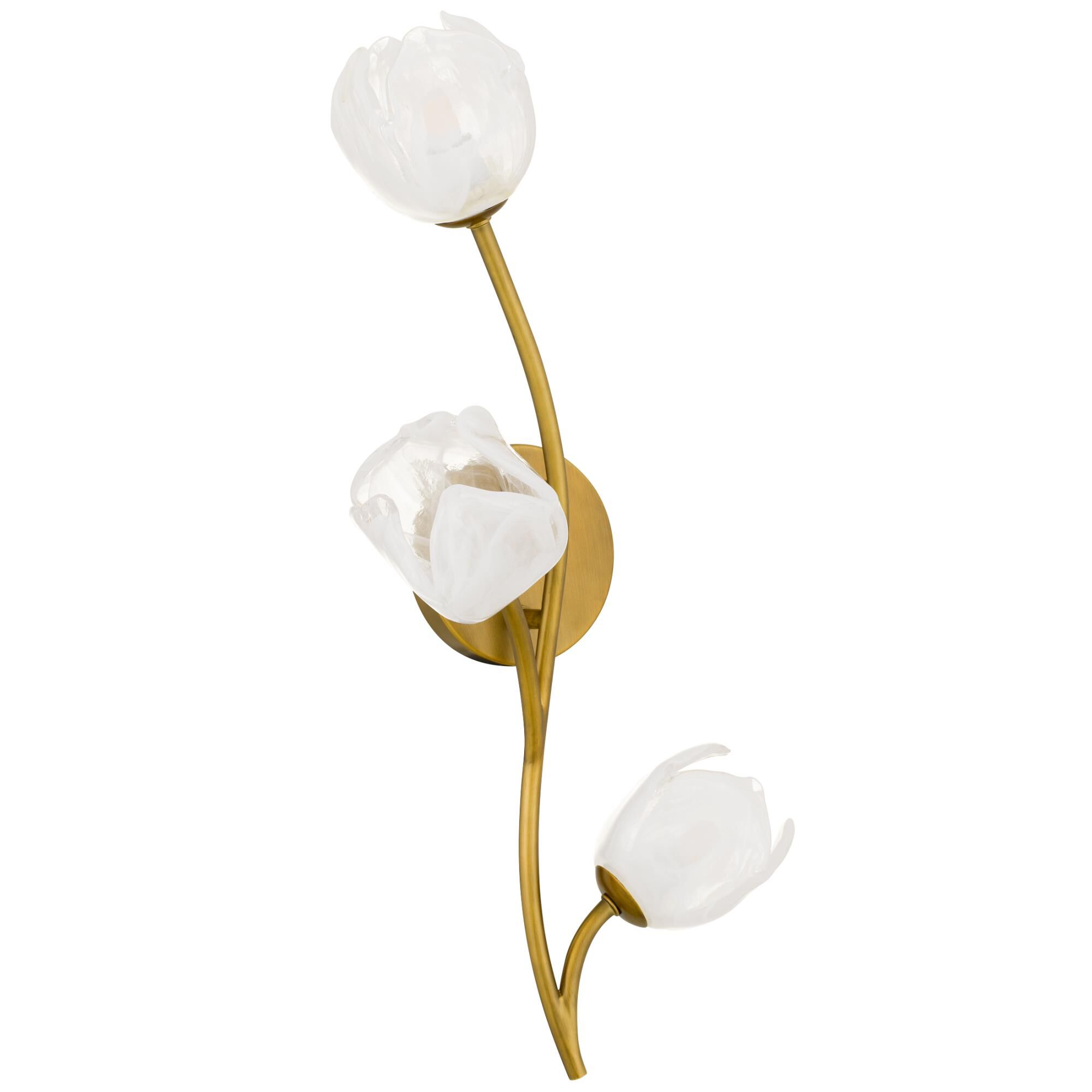 Shown in Vintage Brass finish and White Swirl Glass shade