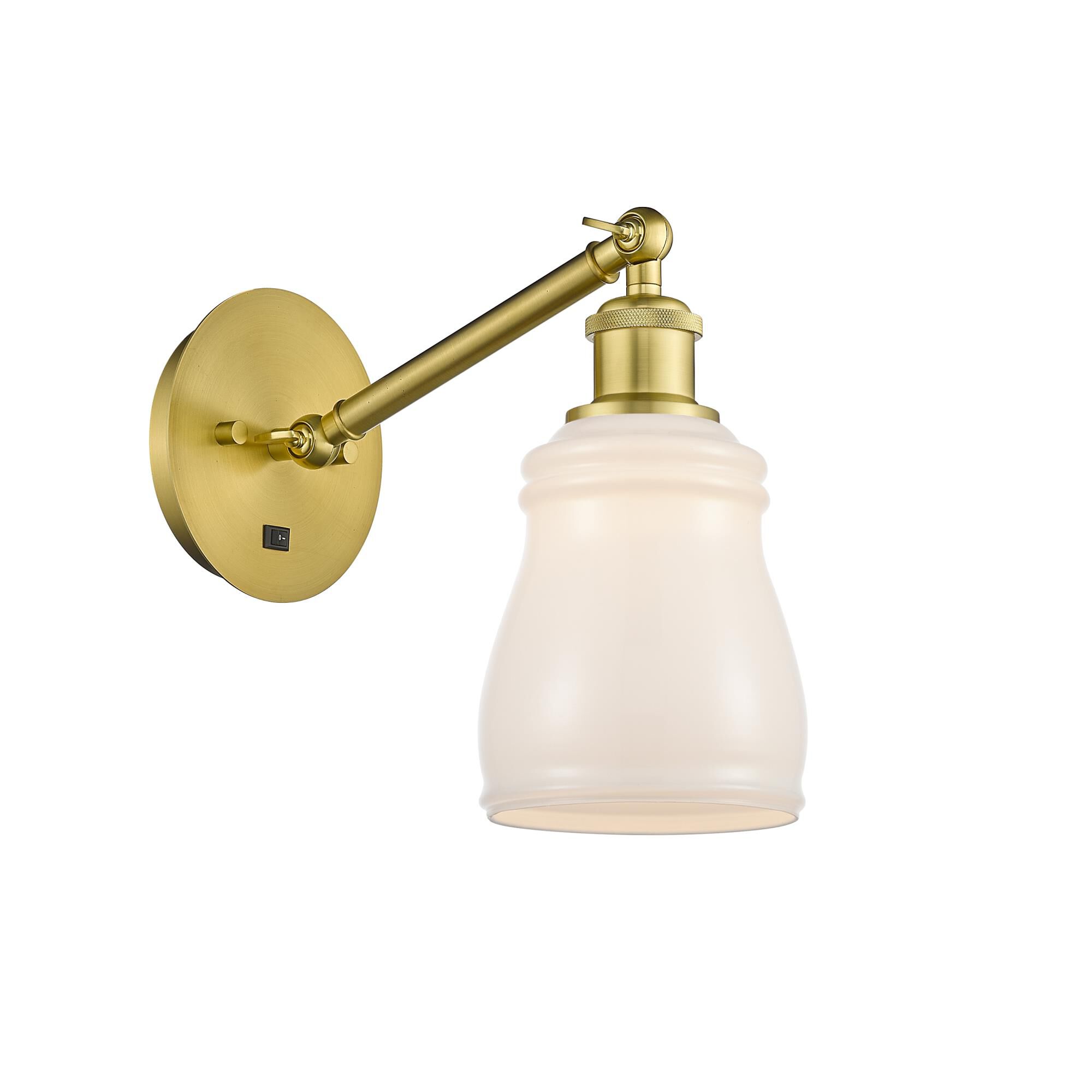 Shown in Satin Gold finish and White Ellery glass