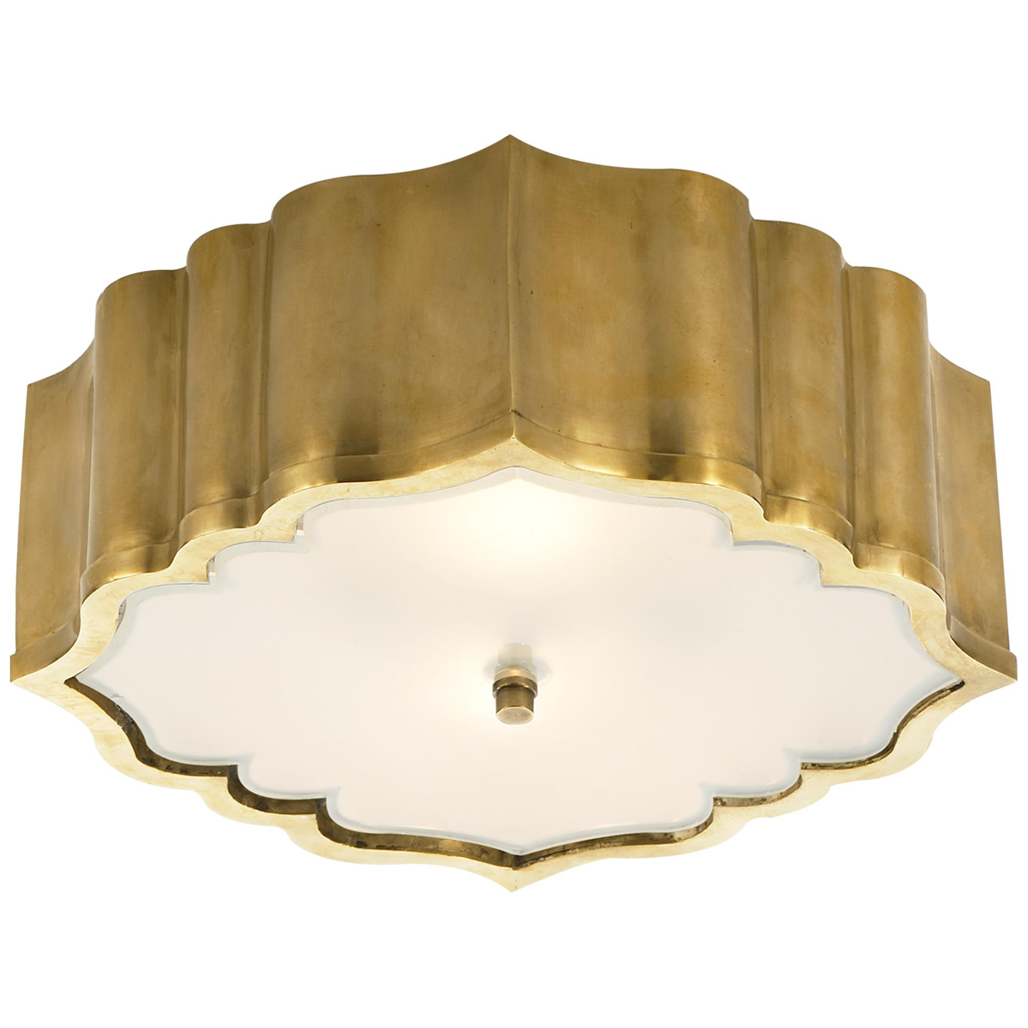 Shown in Natural Brass finish and Frosted glass