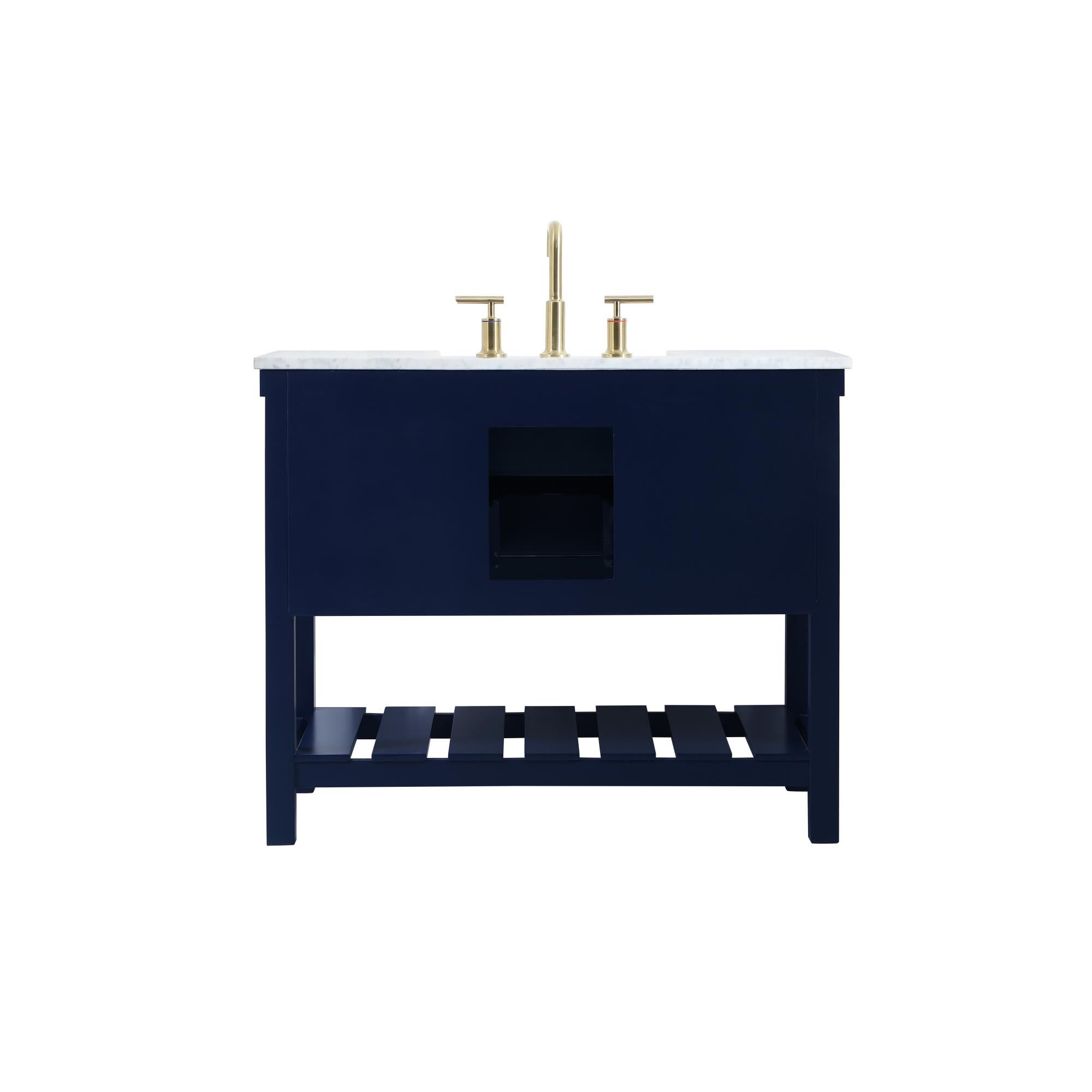 Shown in Blue finish and Without Backsplash accent