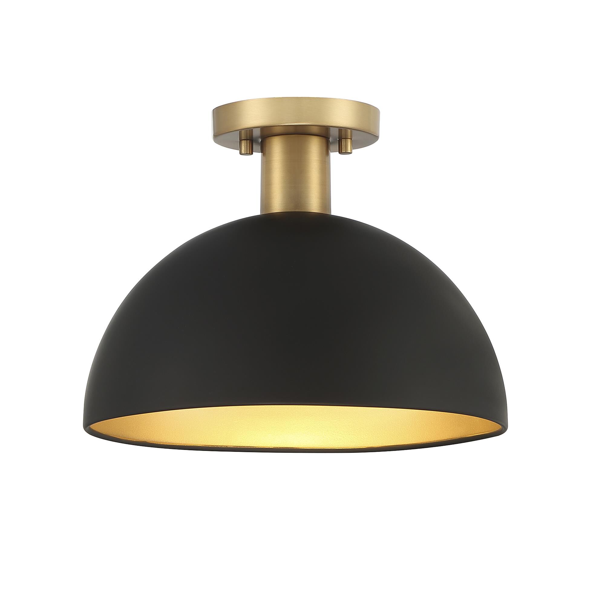 Shown in Matte Black With Natural Brass finish and Metal shade