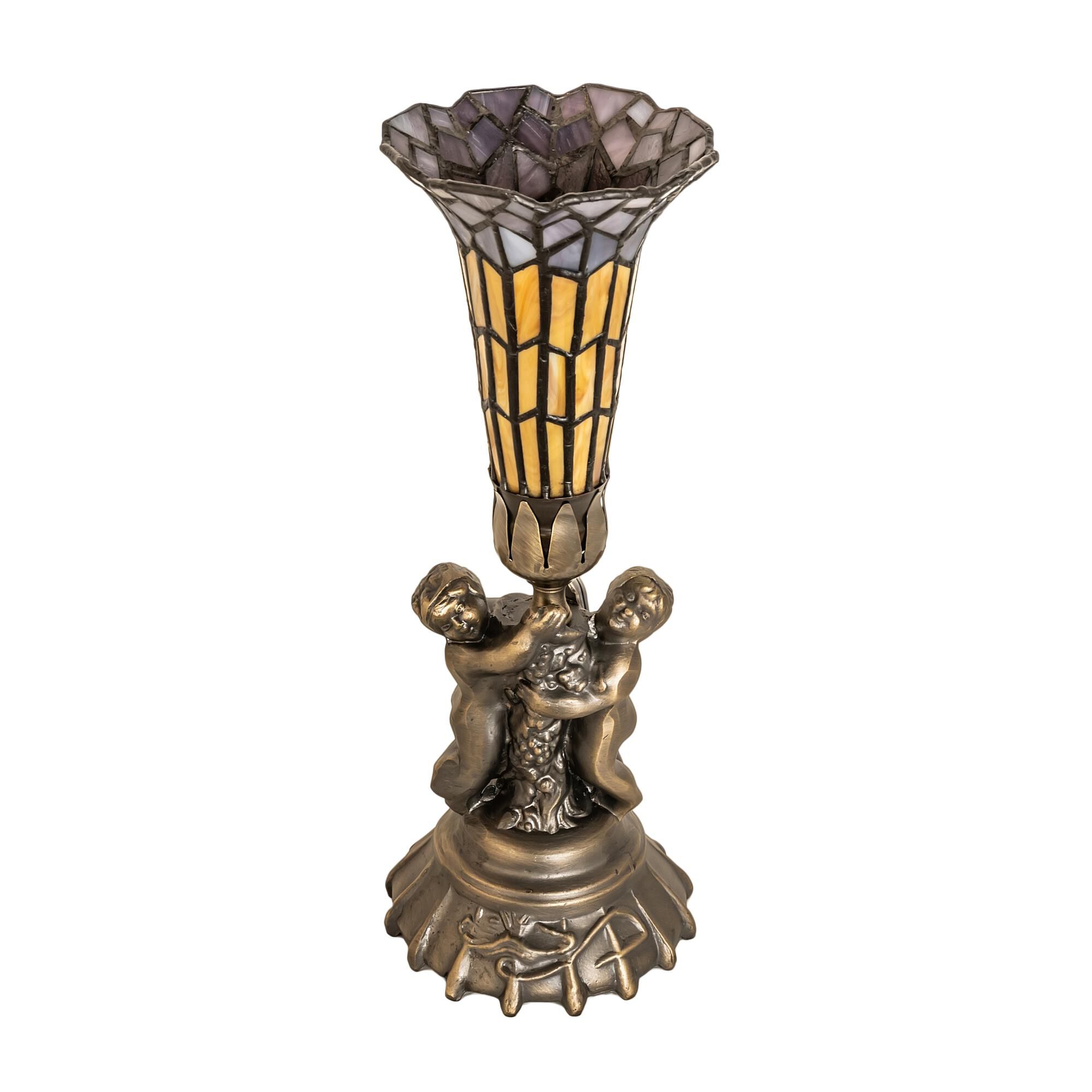 Shown in Antique Brass finish and Ruby;Violet glass