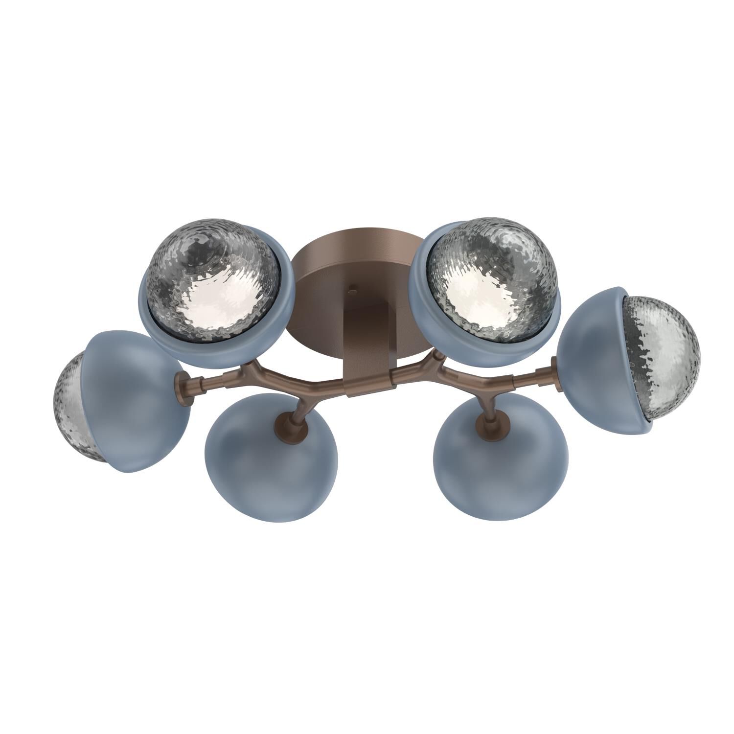 Shown in Burnished Bronze finish and Smoke glass and Poppy Blue accent