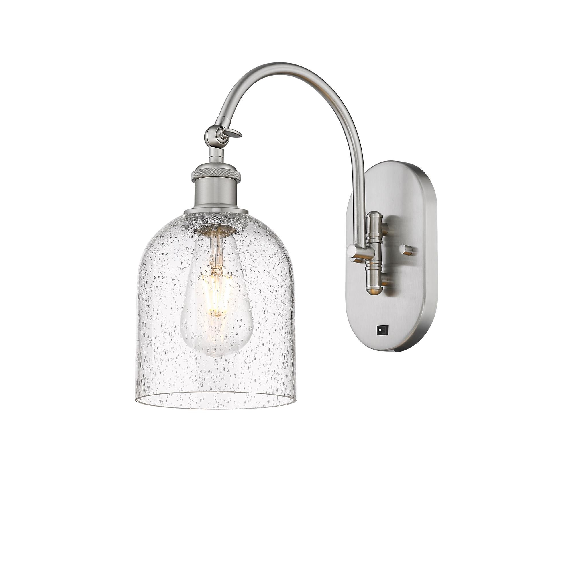 Shown in Brushed Satin Nickel finish and Seedy glass