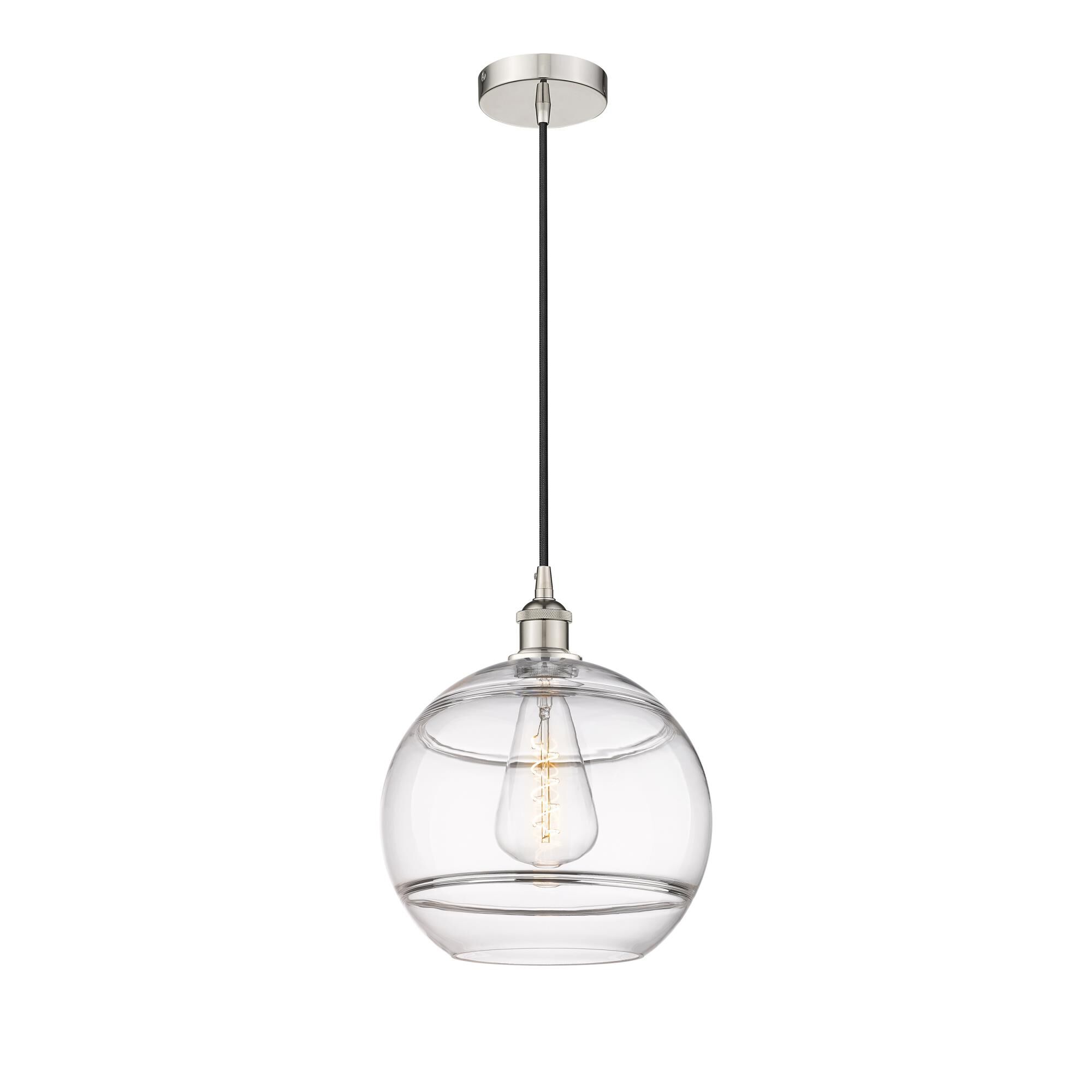 Shown in Polished Nickel finish and Clear glass