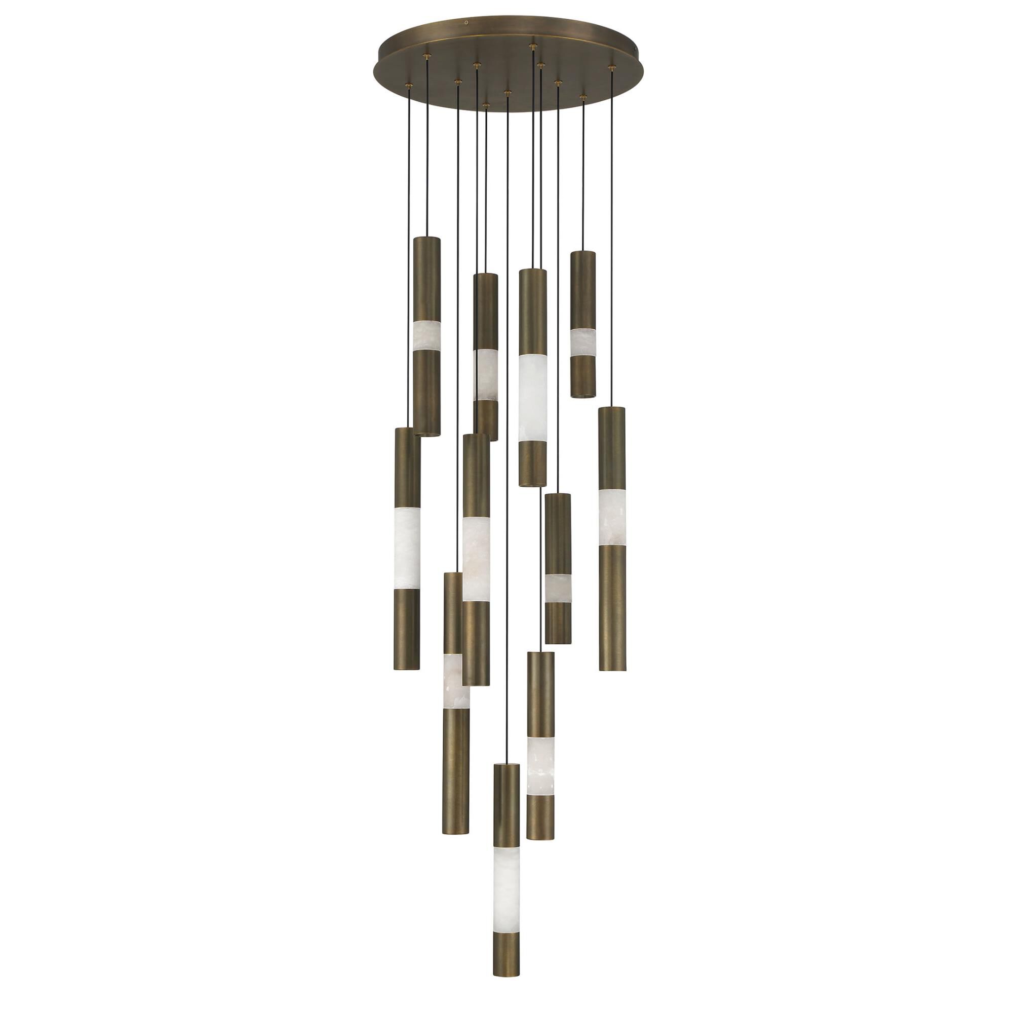 Shown in Weathered Brass finish and Alabaster glass