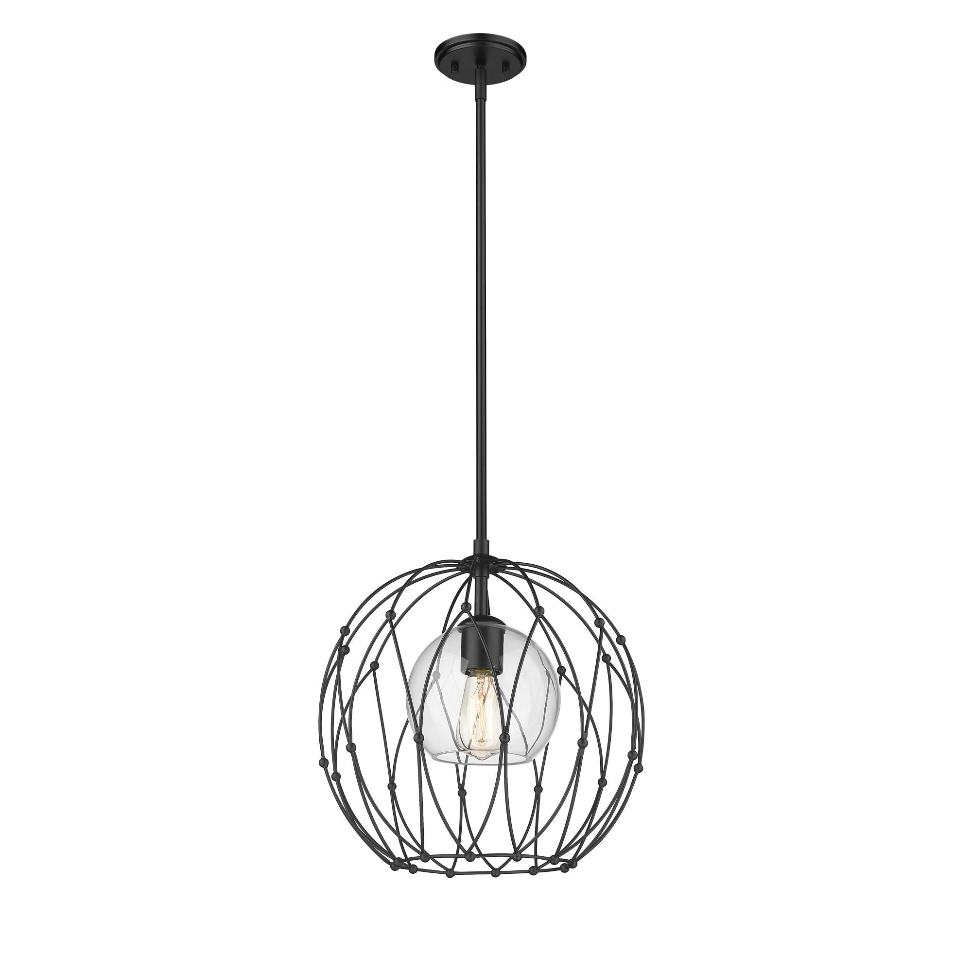 Shown in Matte Black finish and Glass shade