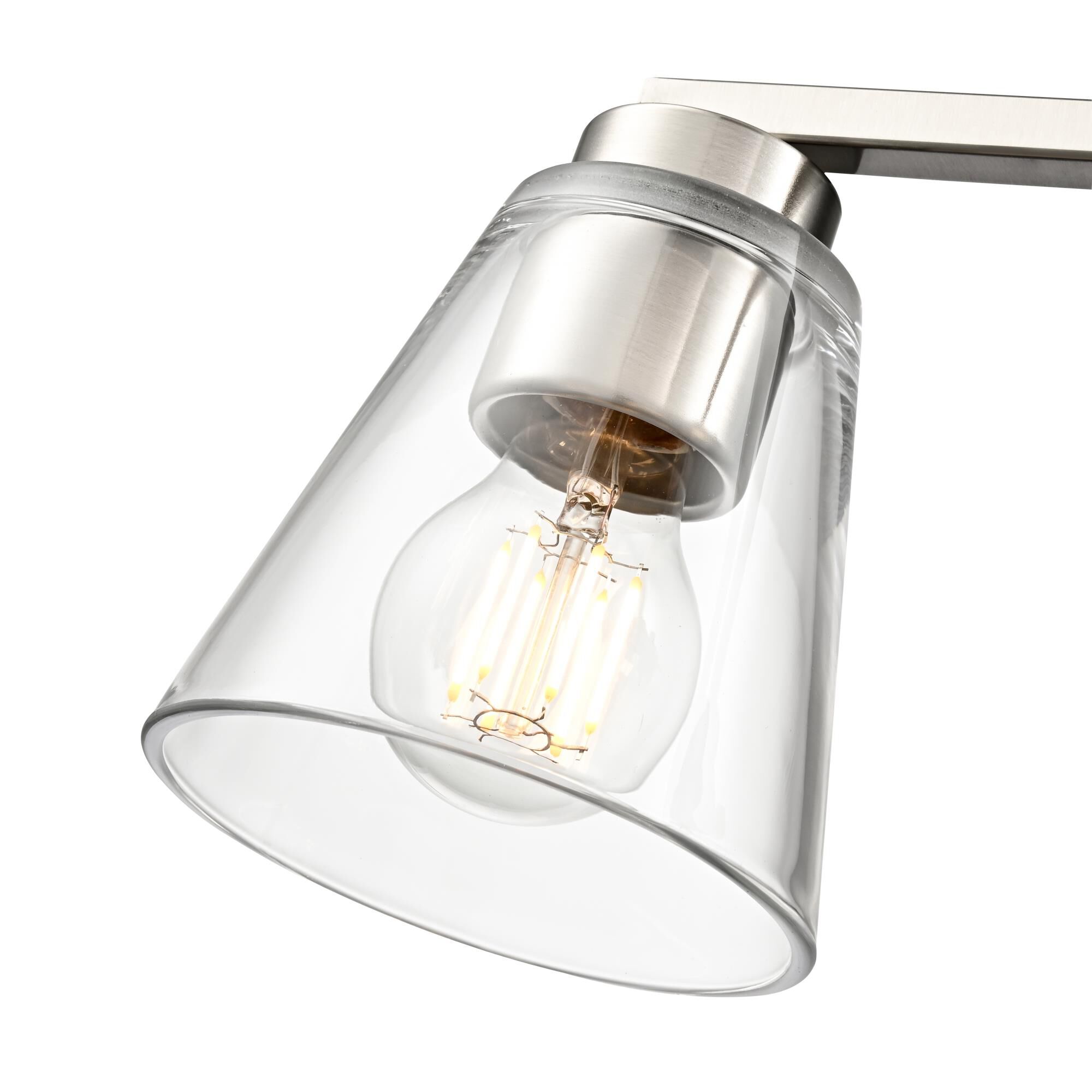 Shown in Brushed Nickel finish and Clear glass