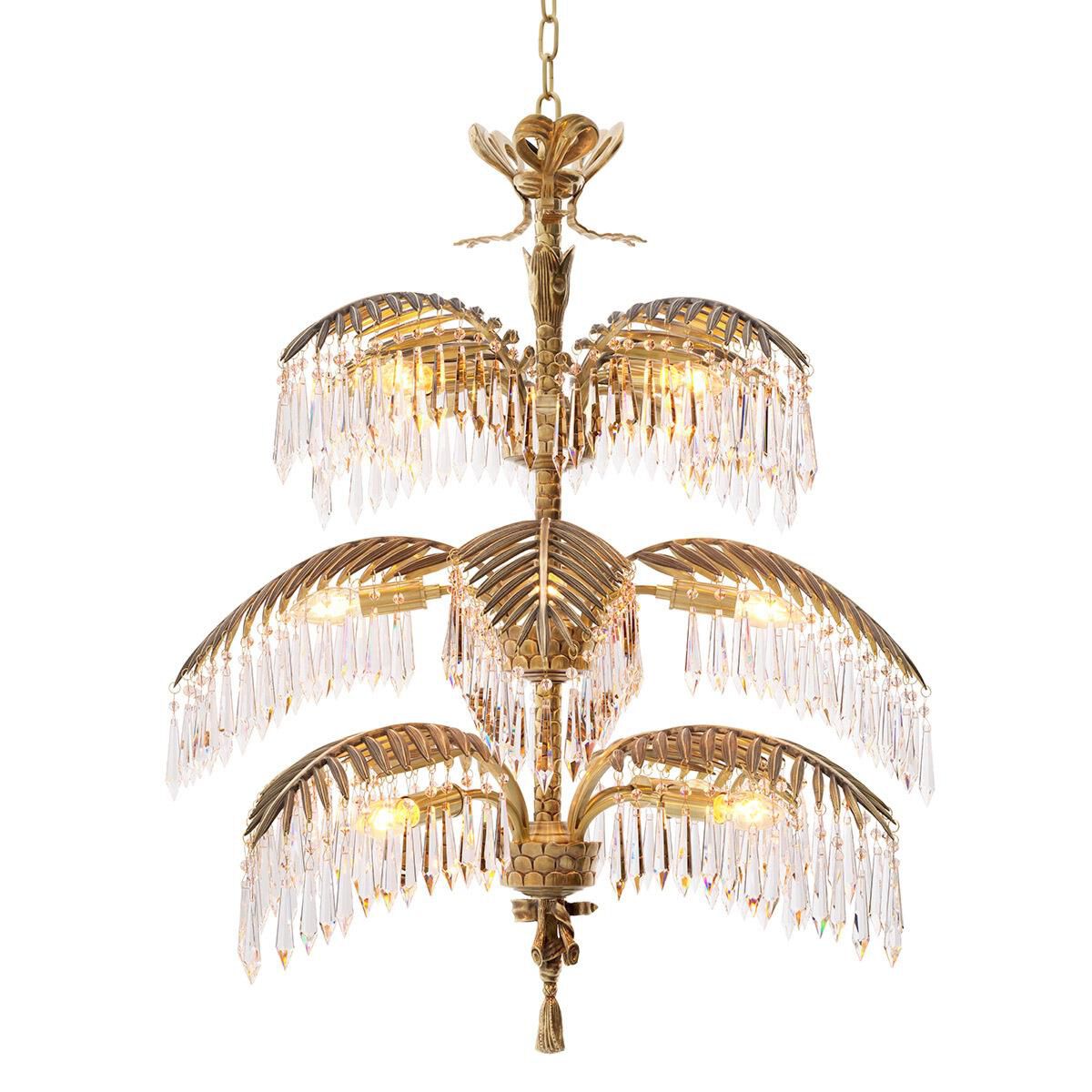 Shown in Vintage Brass finish and Crystal glass