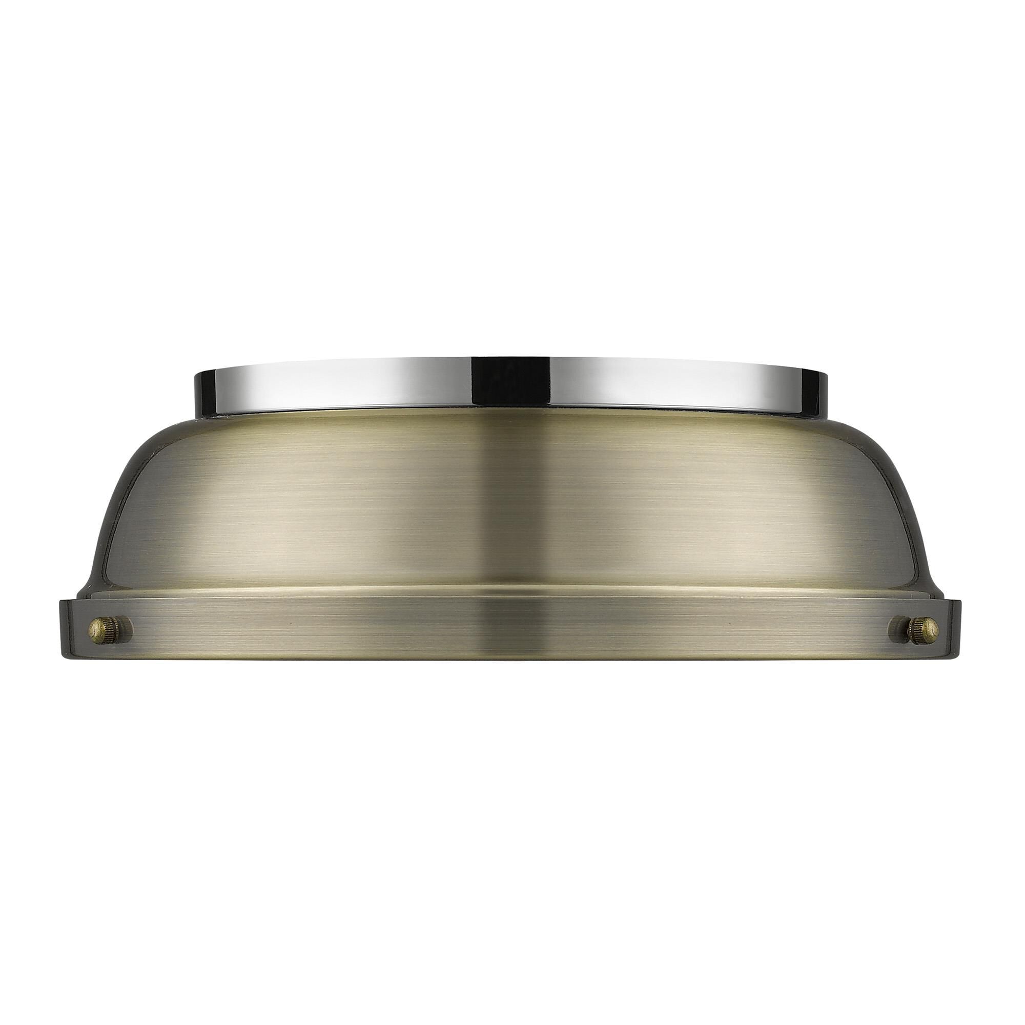 Shown in Chrome finish and Aged Brass shade