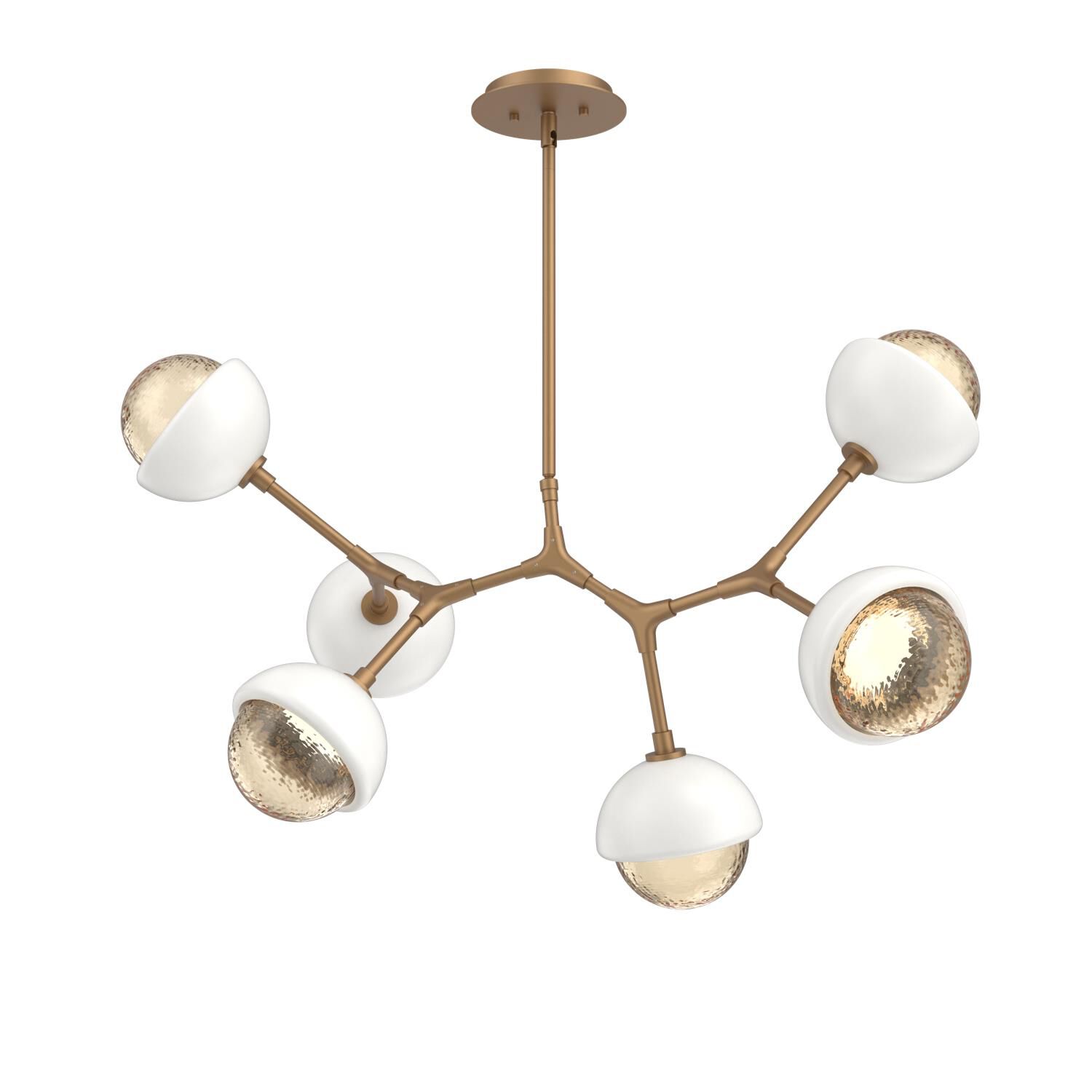 Shown in Novel Brass finish and Amber glass and Salt White accent